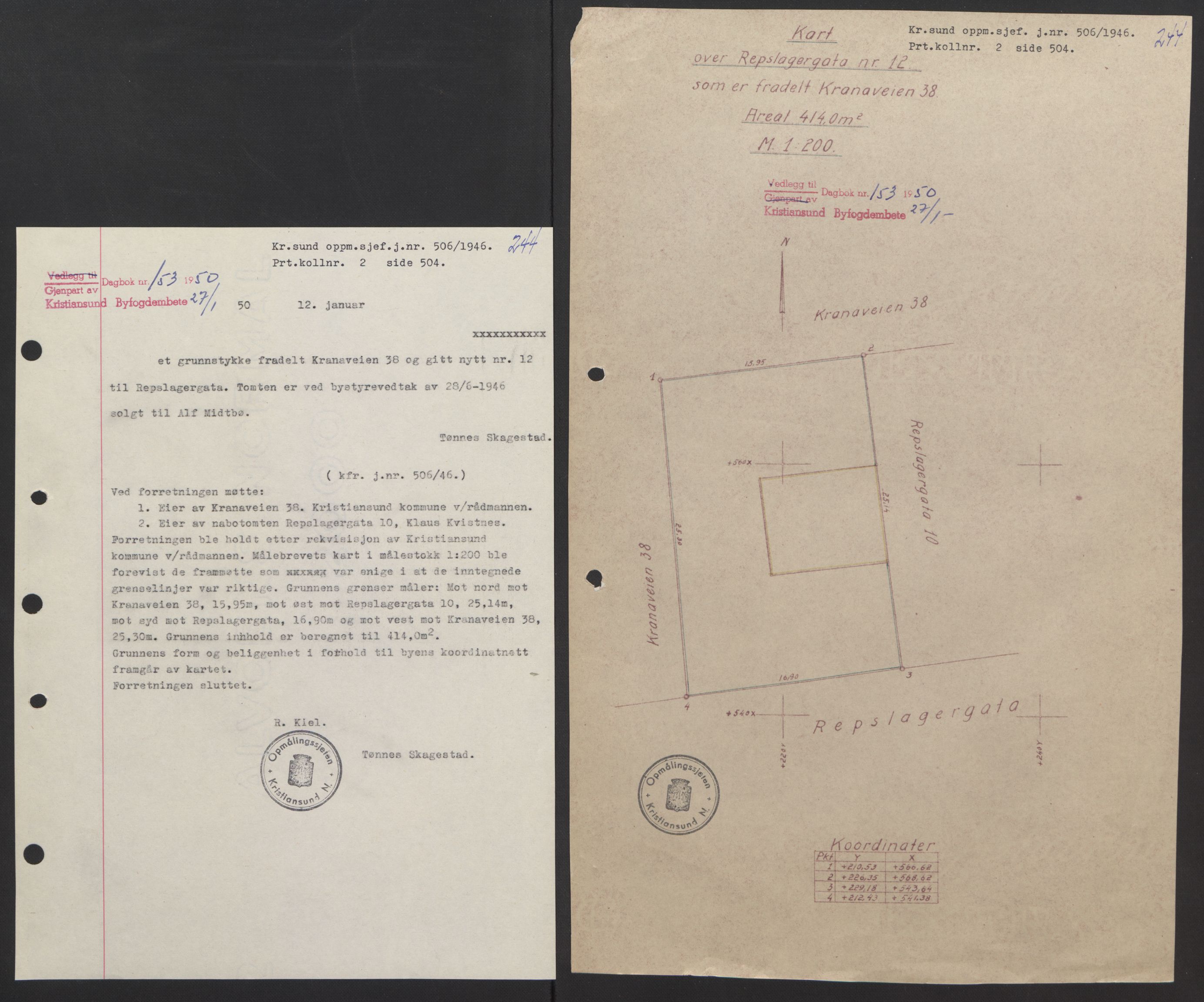 Kristiansund byfogd, AV/SAT-A-4587/A/27: Mortgage book no. 42, 1947-1950, Diary no: : 153/1950