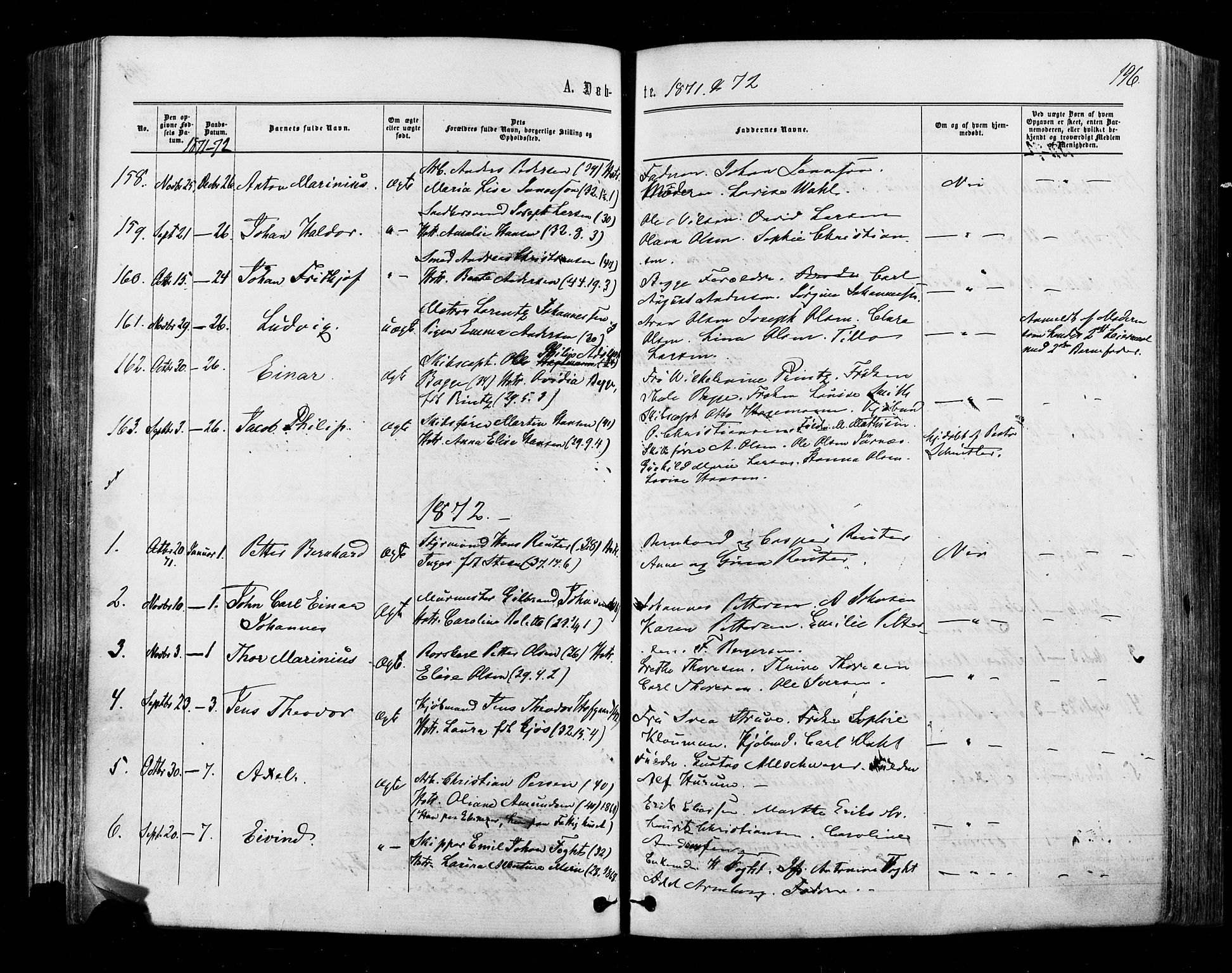 Halden prestekontor Kirkebøker, AV/SAO-A-10909/F/Fa/L0009: Parish register (official) no. I 9, 1866-1877, p. 196