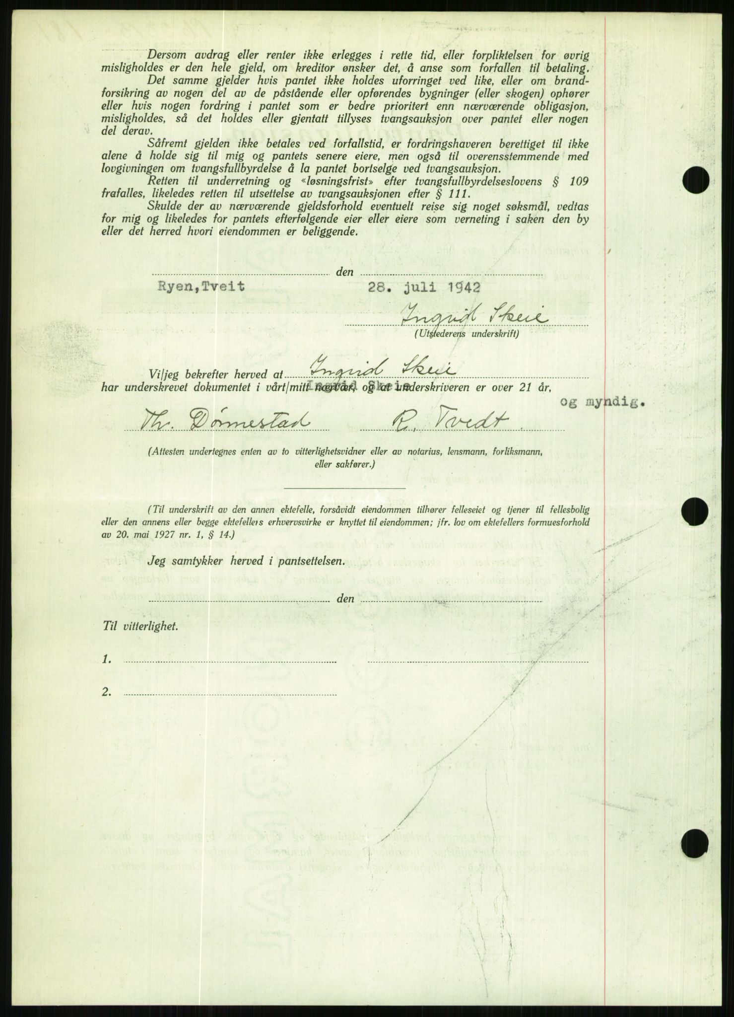 Torridal sorenskriveri, SAK/1221-0012/G/Gb/Gbb/L0009: Mortgage book no. 53b, 1942-1943, Diary no: : 917/1942