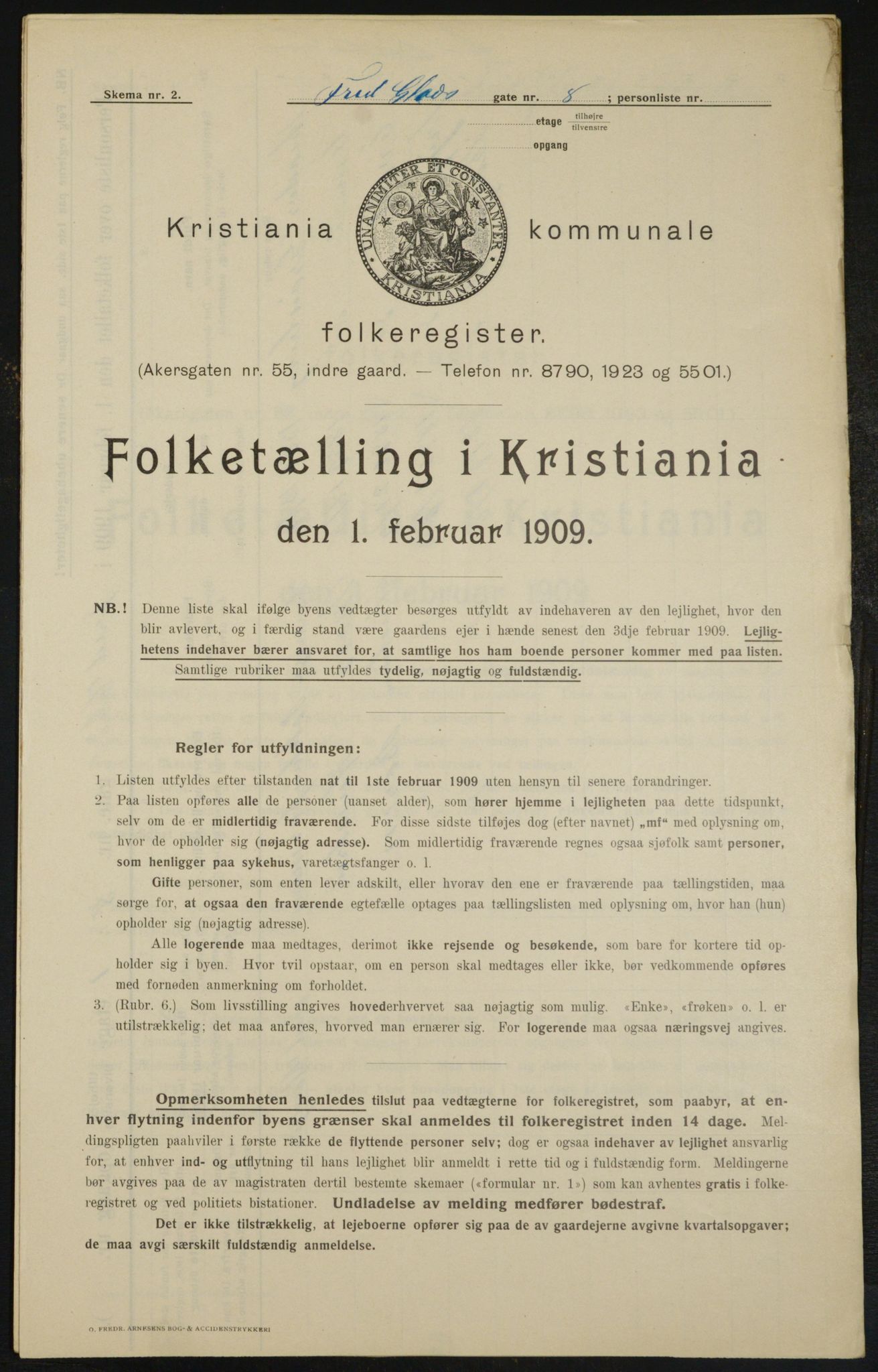 OBA, Municipal Census 1909 for Kristiania, 1909, p. 24038