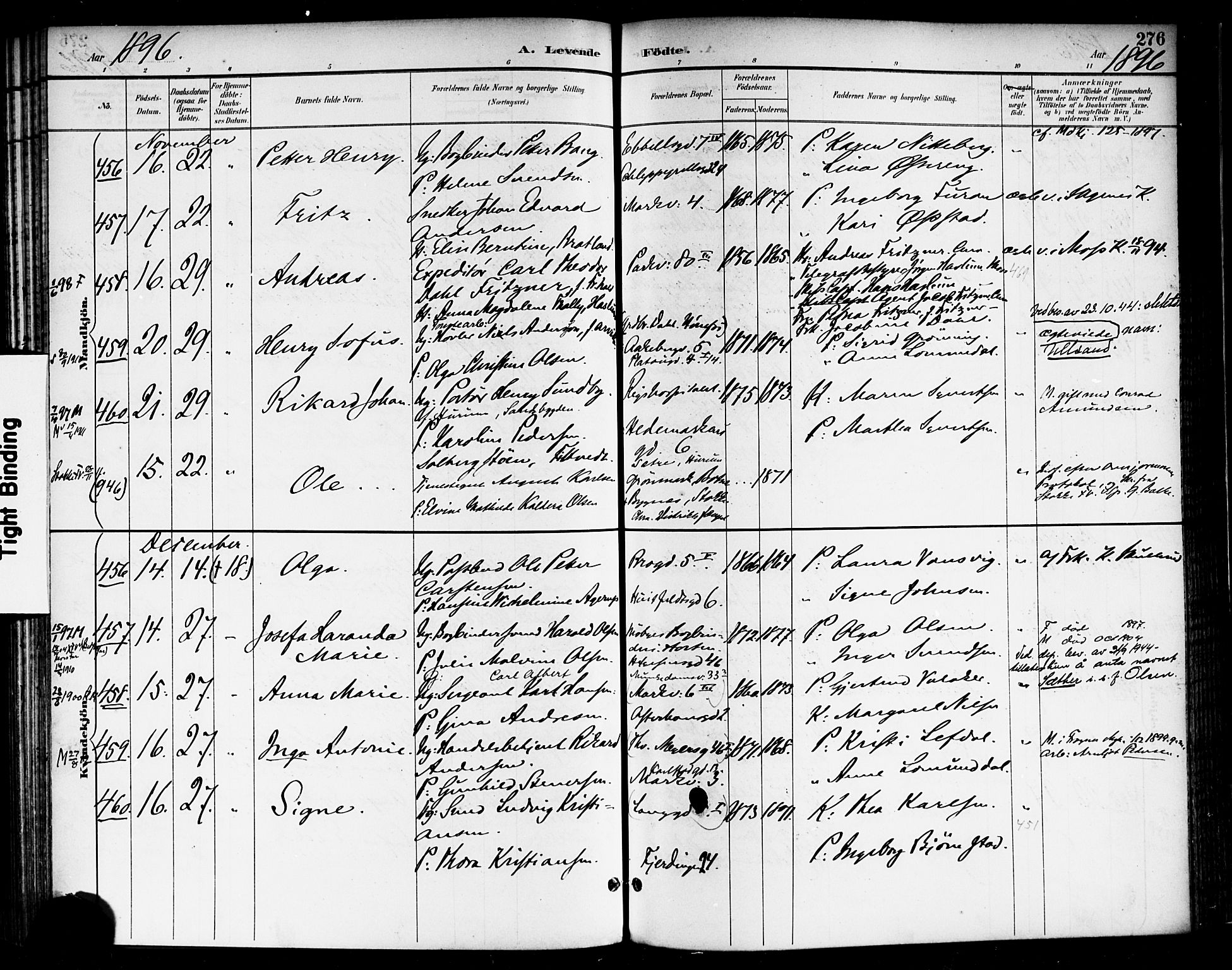 Rikshospitalet prestekontor Kirkebøker, AV/SAO-A-10309b/F/L0009: Parish register (official) no. 9, 1894-1897, p. 276