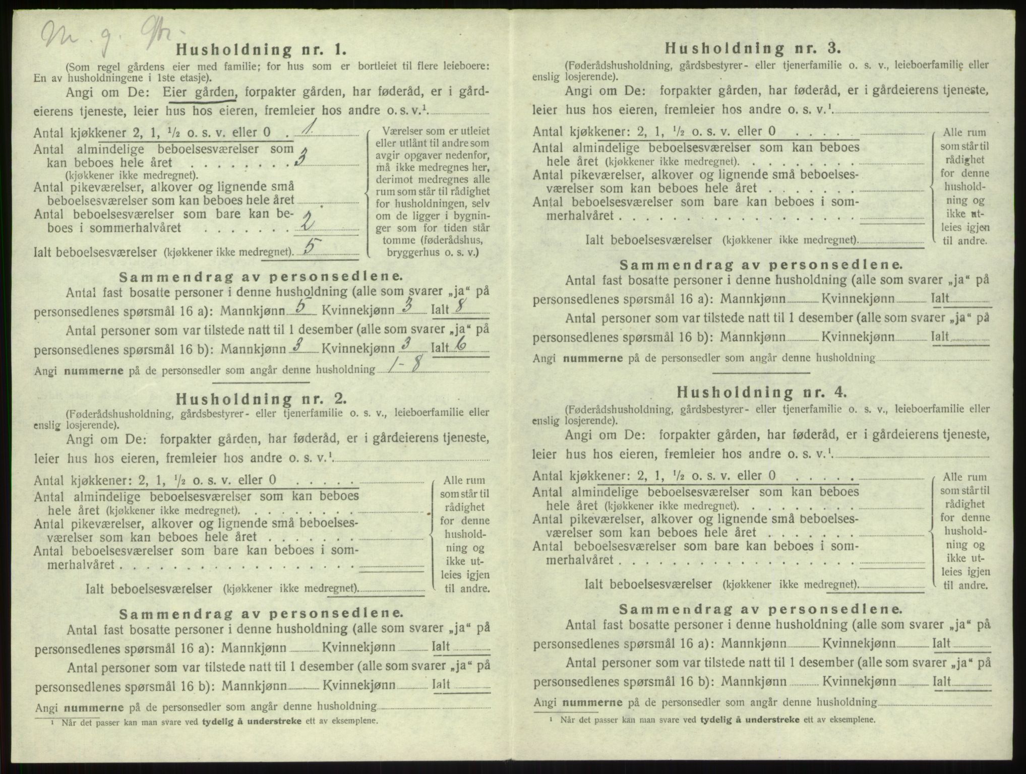 SAB, 1920 census for Vik, 1920, p. 699