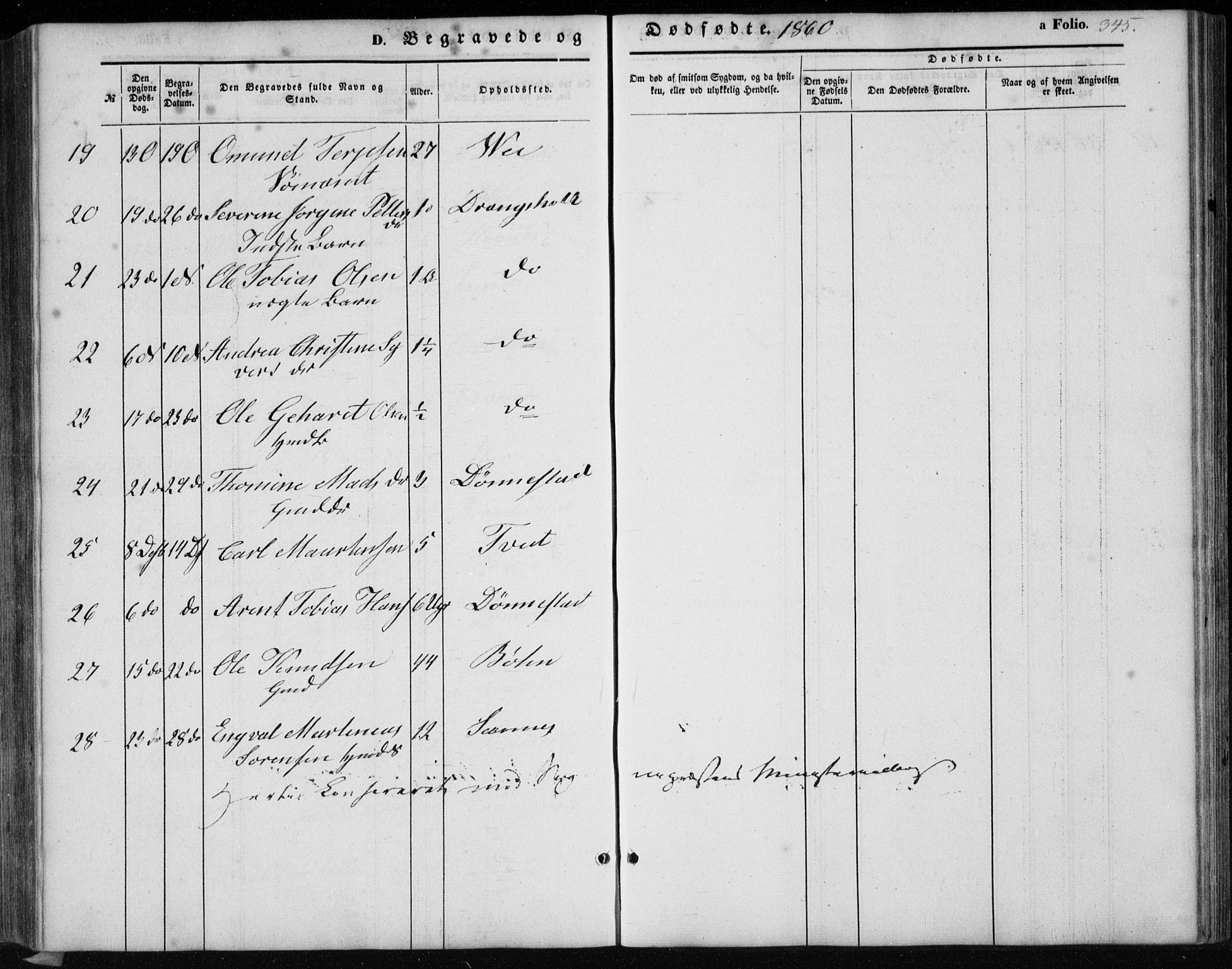 Tveit sokneprestkontor, AV/SAK-1111-0043/F/Fb/L0003: Parish register (copy) no. B 3, 1854-1886, p. 345