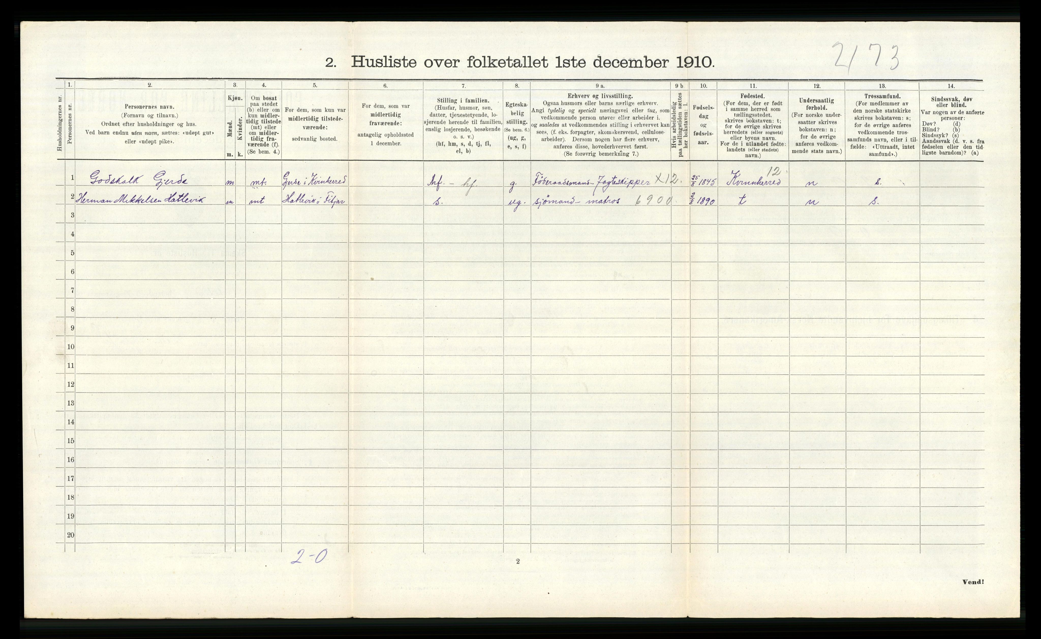 RA, 1910 census for Fitjar, 1910, p. 454