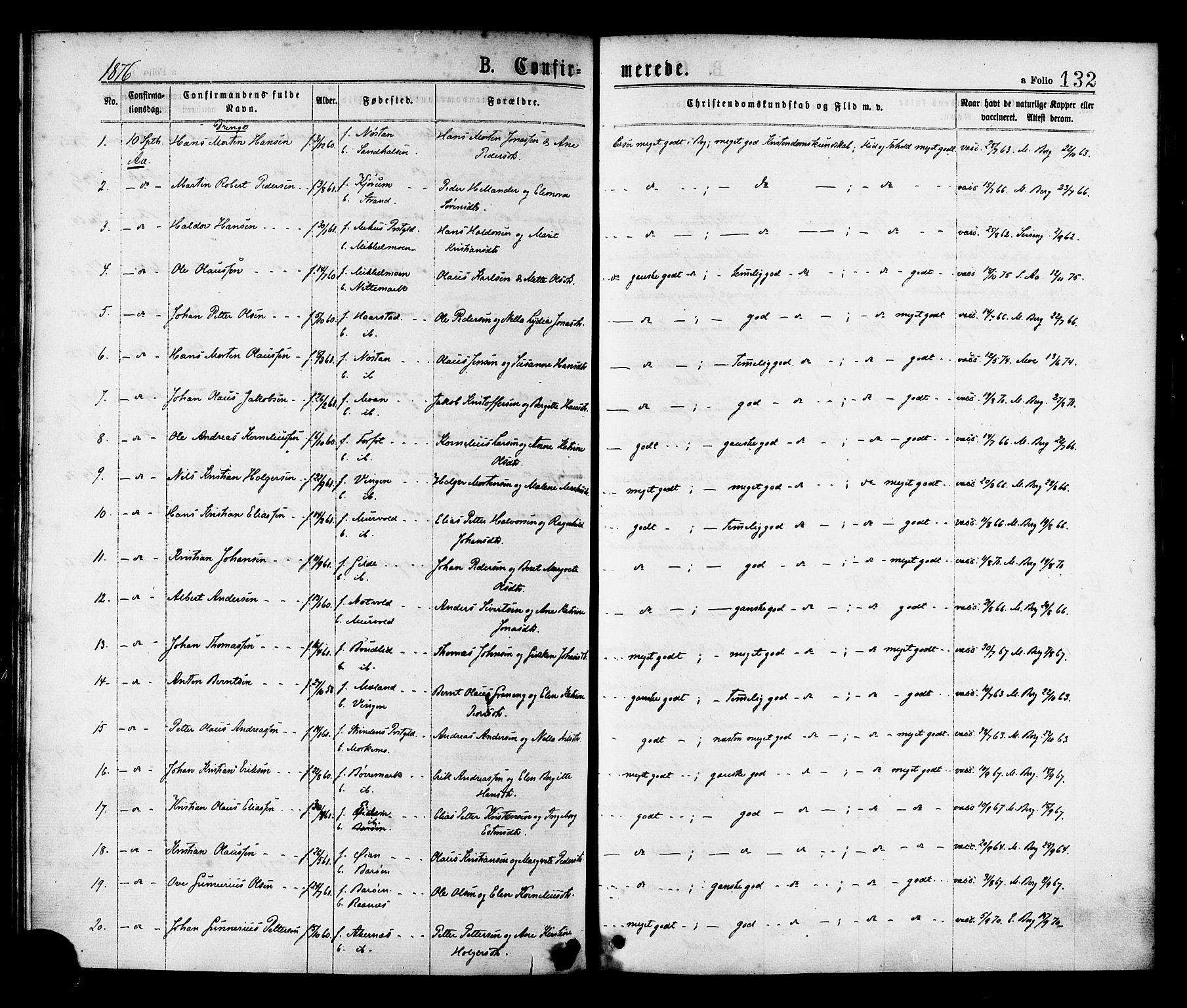 Ministerialprotokoller, klokkerbøker og fødselsregistre - Sør-Trøndelag, SAT/A-1456/655/L0679: Parish register (official) no. 655A08, 1873-1879, p. 132