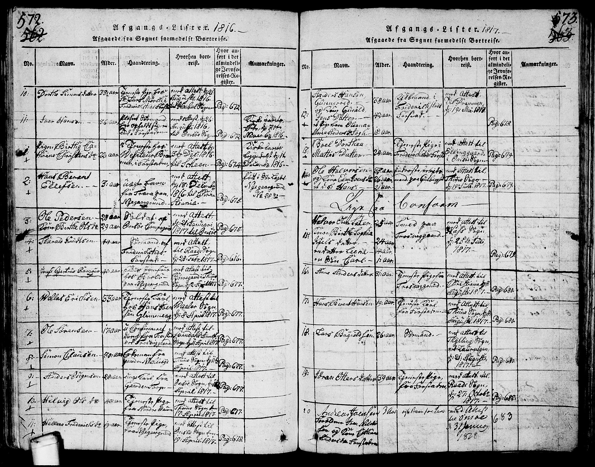 Glemmen prestekontor Kirkebøker, AV/SAO-A-10908/G/Ga/L0001: Parish register (copy) no. 1, 1816-1838, p. 572-573