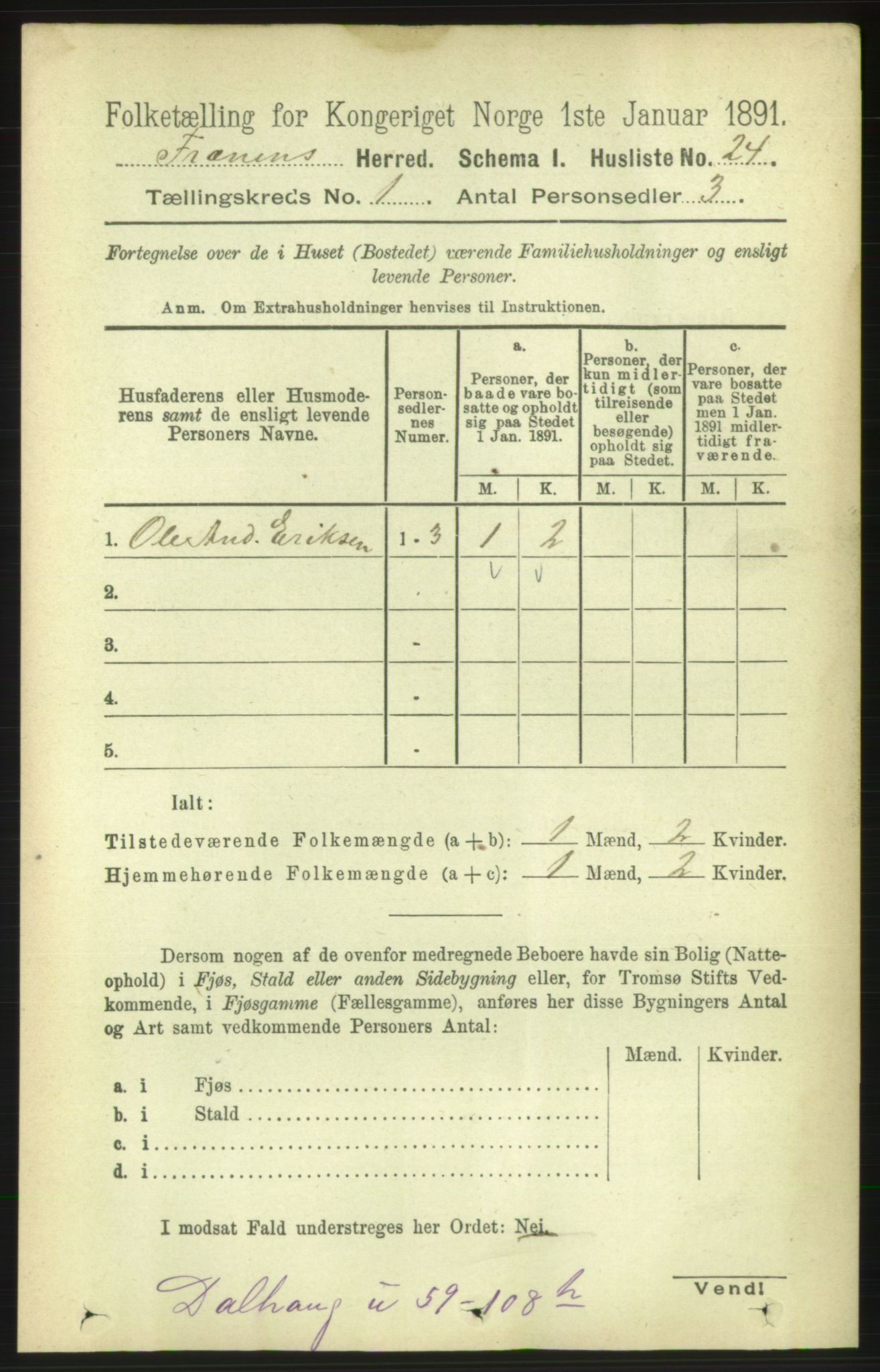 RA, 1891 census for 1548 Fræna, 1891, p. 47