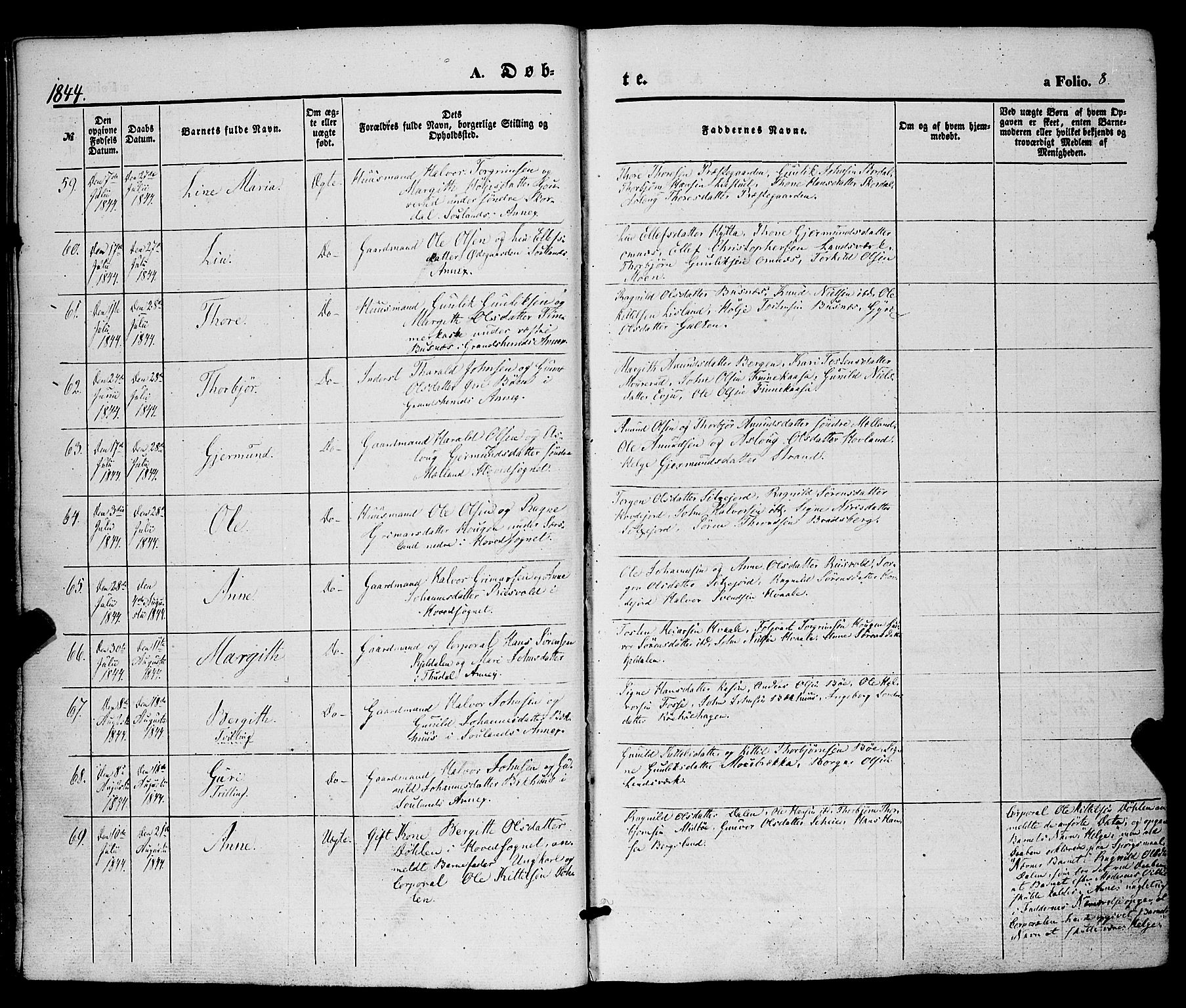 Hjartdal kirkebøker, AV/SAKO-A-270/F/Fa/L0008: Parish register (official) no. I 8, 1844-1859, p. 8