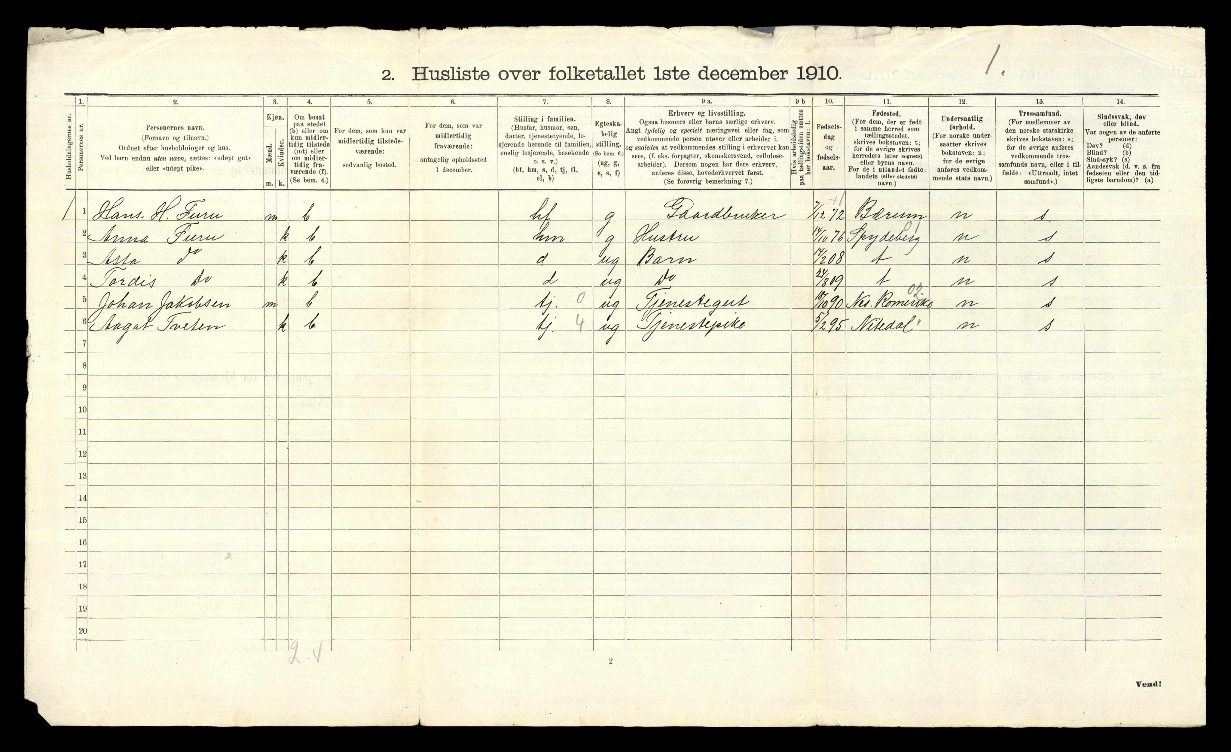 RA, 1910 census for Aker, 1910, p. 3350