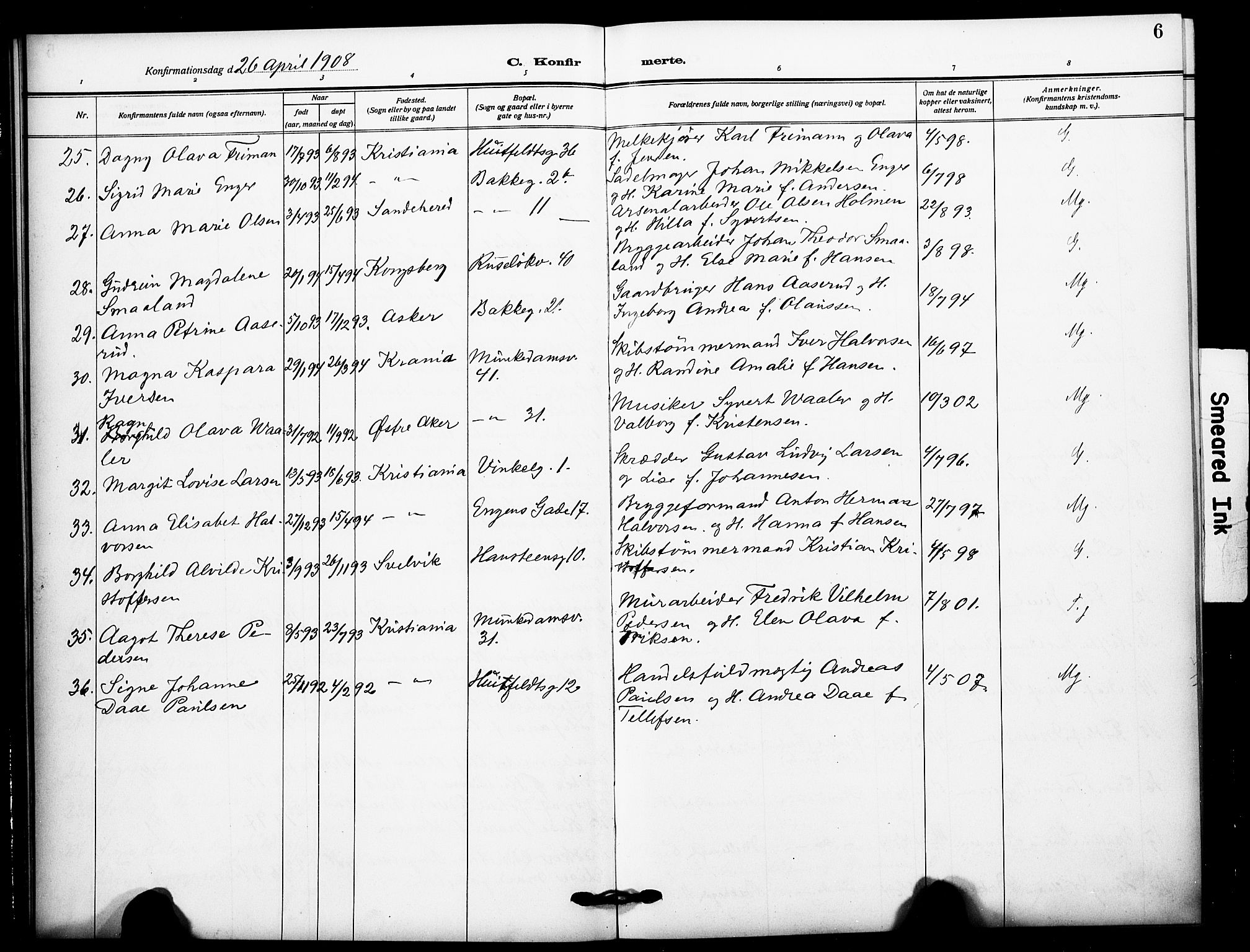Johannes prestekontor Kirkebøker, AV/SAO-A-10852/F/Fa/L0011: Parish register (official) no. 11, 1908-1921, p. 6