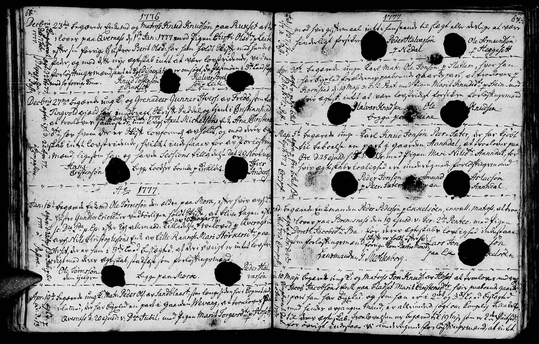 Ministerialprotokoller, klokkerbøker og fødselsregistre - Møre og Romsdal, AV/SAT-A-1454/568/L0794: Parish register (official) no. 568A03, 1764-1801, p. 66-67