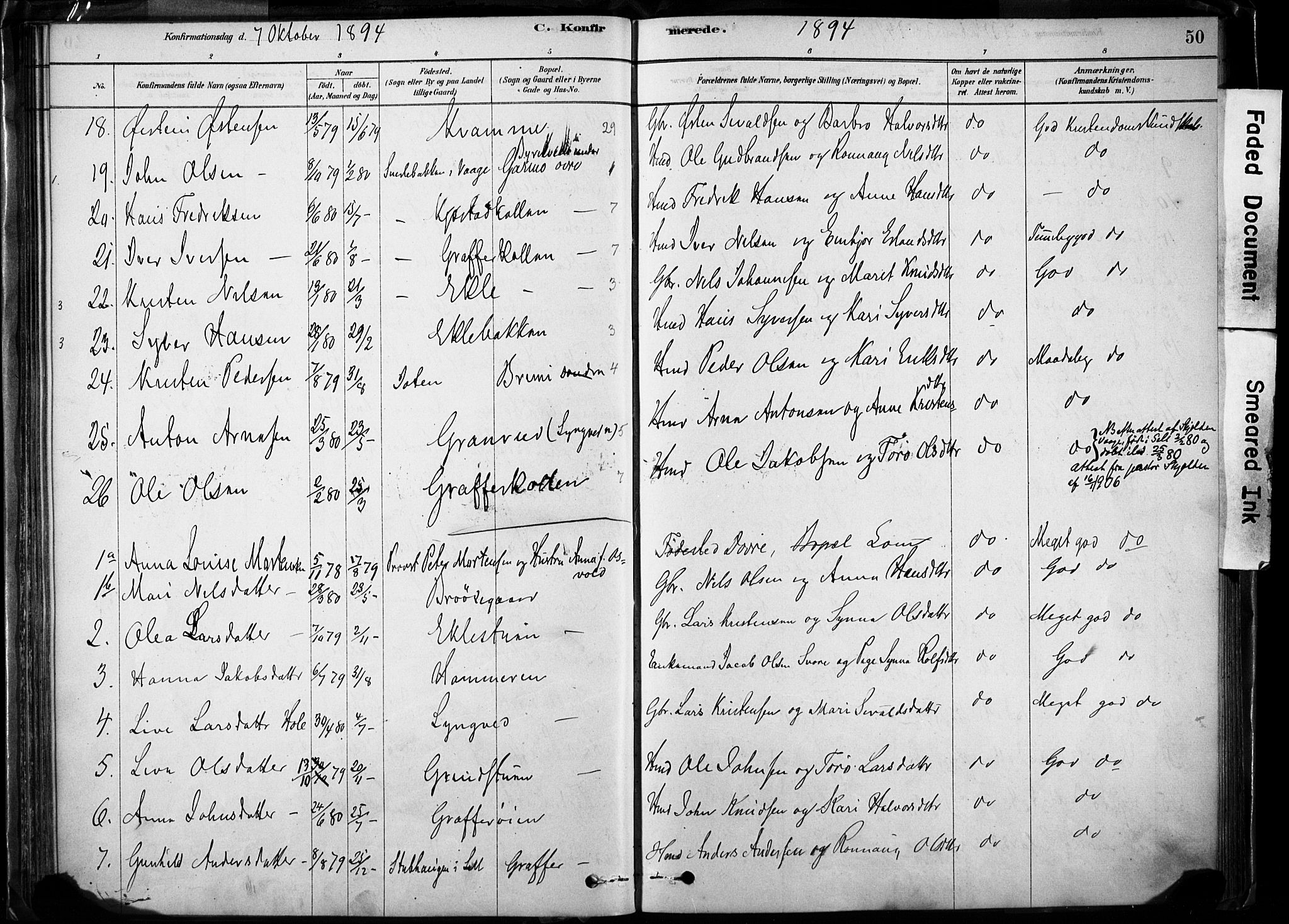 Lom prestekontor, SAH/PREST-070/K/L0009: Parish register (official) no. 9, 1878-1907, p. 50
