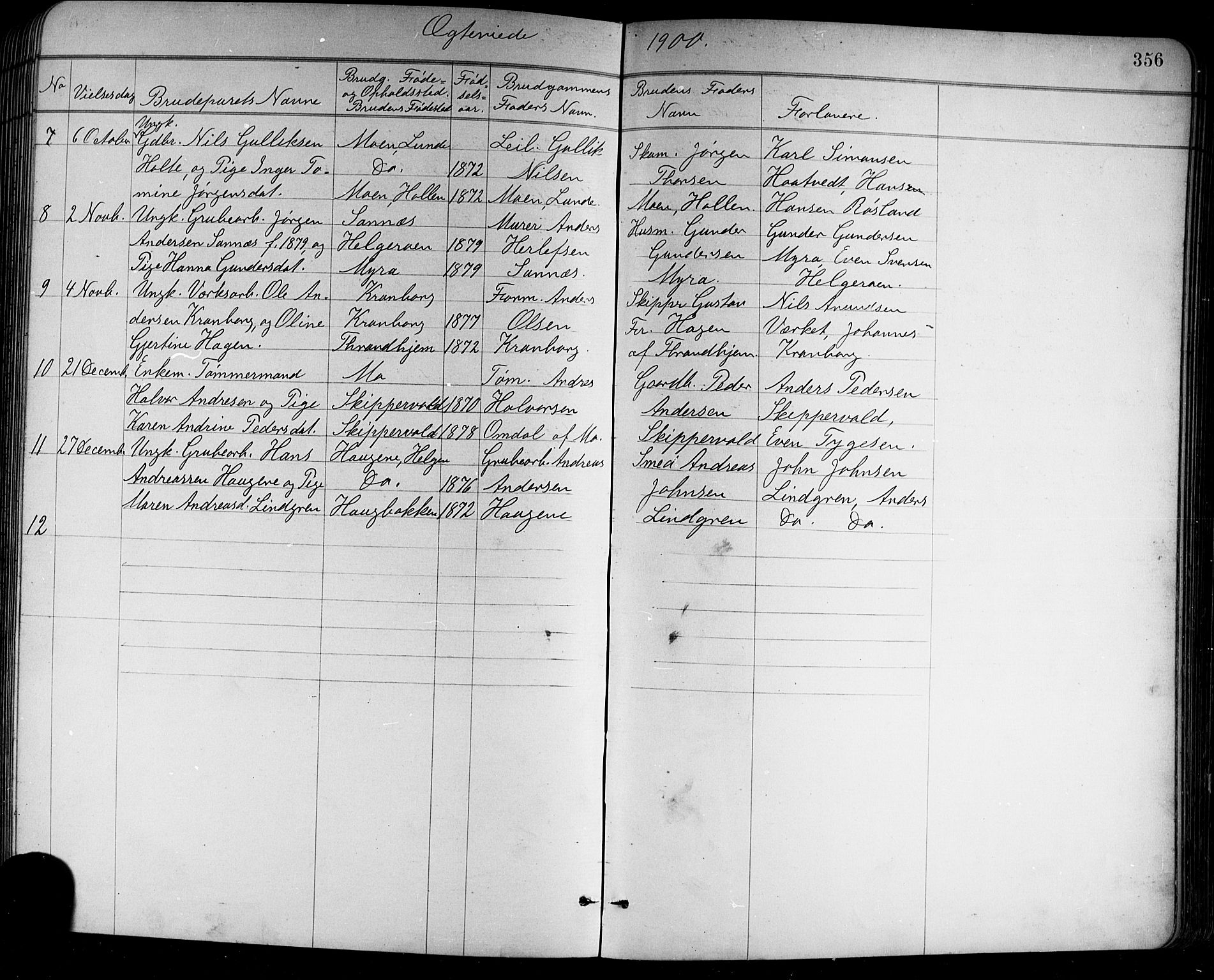 Holla kirkebøker, SAKO/A-272/G/Ga/L0005: Parish register (copy) no. I 5, 1891-1917, p. 356