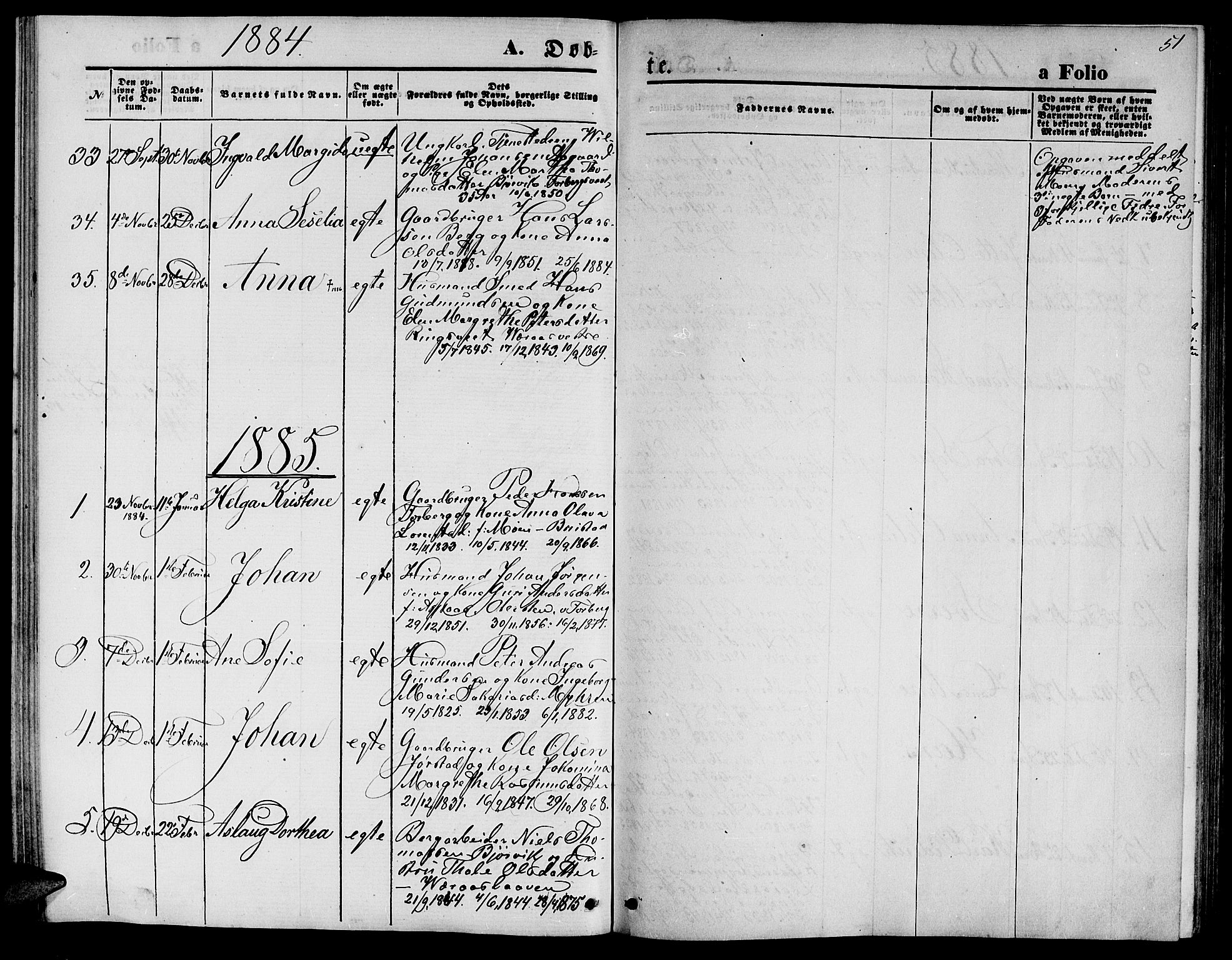 Ministerialprotokoller, klokkerbøker og fødselsregistre - Nord-Trøndelag, SAT/A-1458/722/L0225: Parish register (copy) no. 722C01, 1871-1888, p. 51