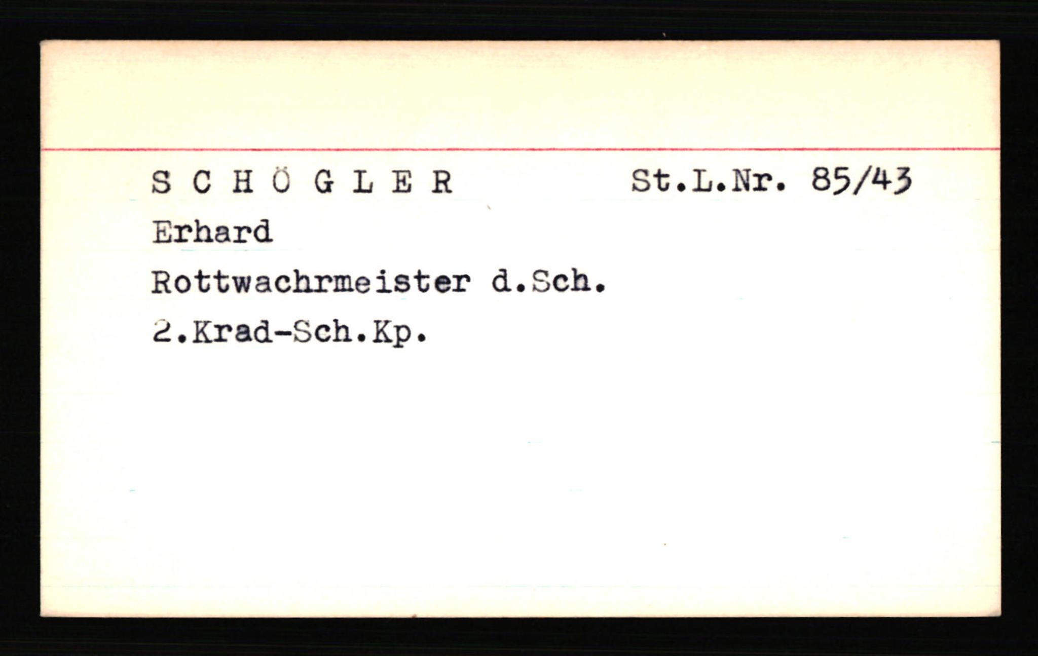 SS- und Polizeigericht Nord (IX), AV/RA-RAFA-3182/0001/C/Ca/L0006: kartotekkort for personer alfabetisk på etternavn: Q-S, 1940-1945, p. 399