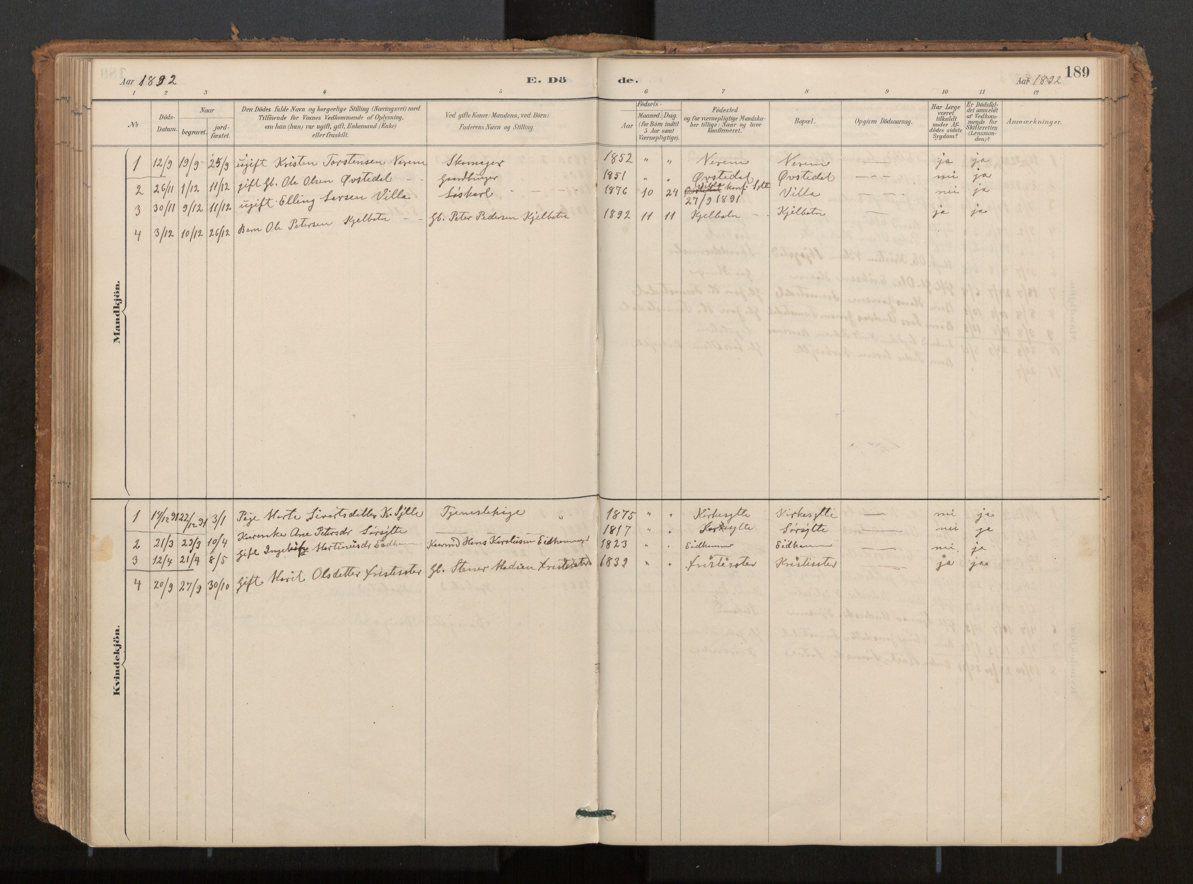 Ministerialprotokoller, klokkerbøker og fødselsregistre - Møre og Romsdal, AV/SAT-A-1454/541/L0545a: Parish register (official) no. 541A03, 1887-1912, p. 189