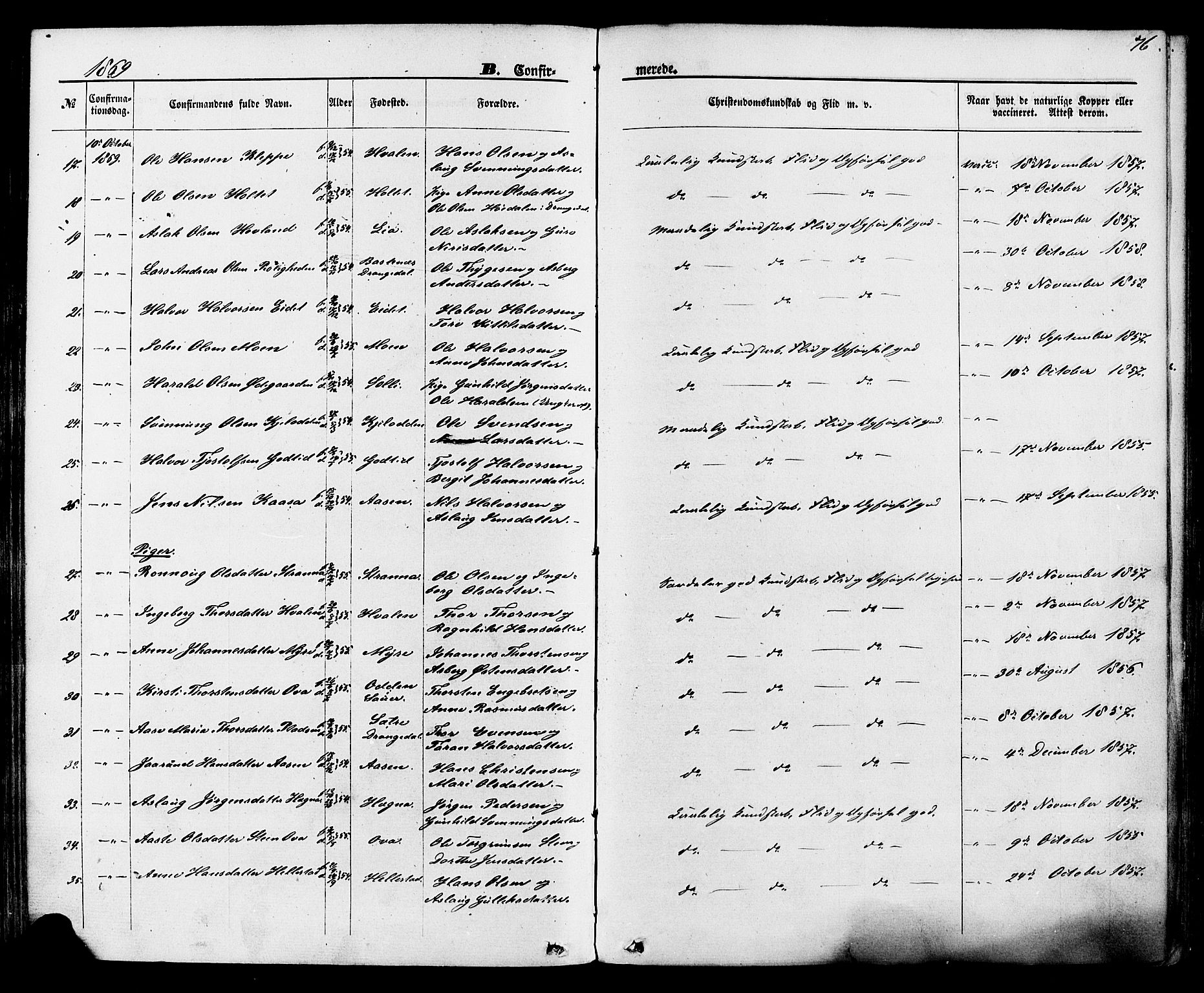 Lunde kirkebøker, SAKO/A-282/F/Fa/L0001: Parish register (official) no. I 1, 1866-1883, p. 76