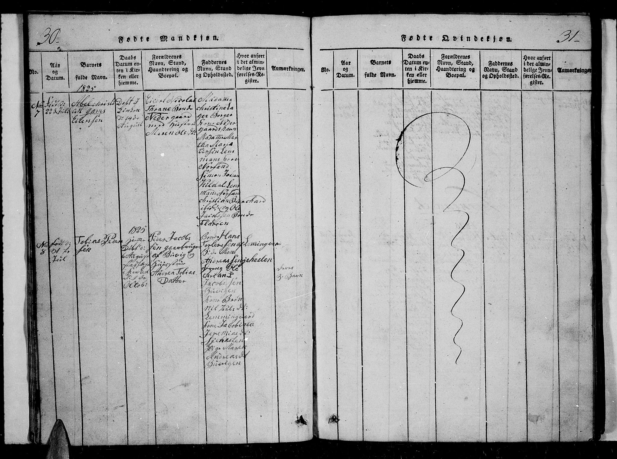 Trondenes sokneprestkontor, AV/SATØ-S-1319/H/Hb/L0004klokker: Parish register (copy) no. 4, 1821-1839, p. 30-31