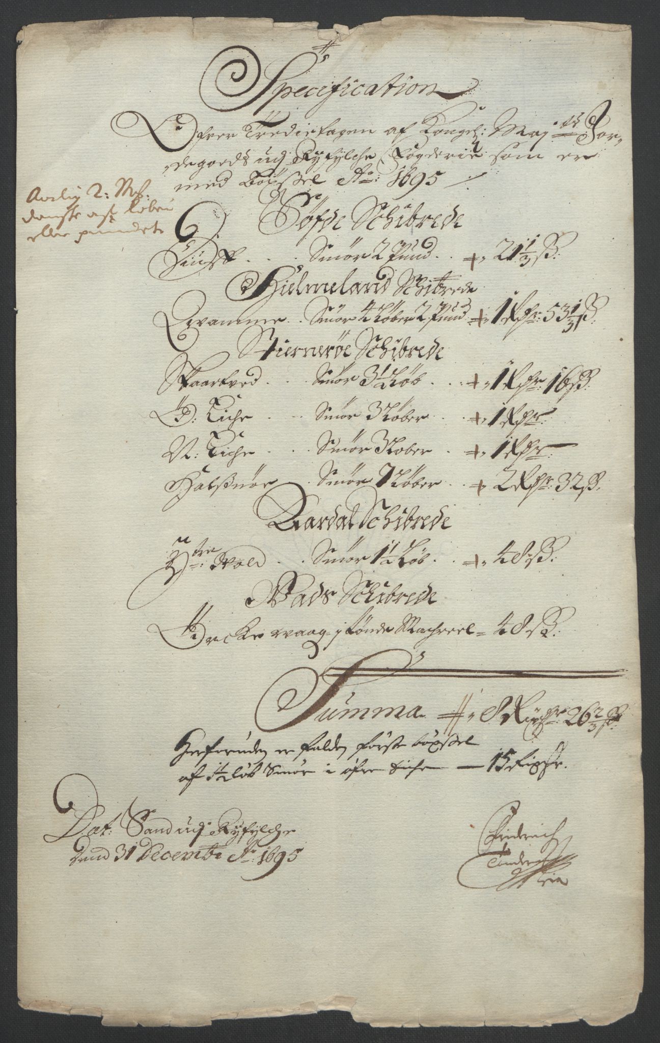 Rentekammeret inntil 1814, Reviderte regnskaper, Fogderegnskap, RA/EA-4092/R47/L2857: Fogderegnskap Ryfylke, 1694-1696, p. 124