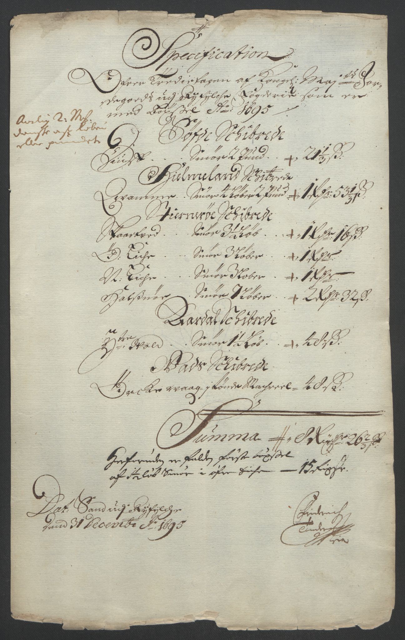 Rentekammeret inntil 1814, Reviderte regnskaper, Fogderegnskap, AV/RA-EA-4092/R47/L2857: Fogderegnskap Ryfylke, 1694-1696, p. 124