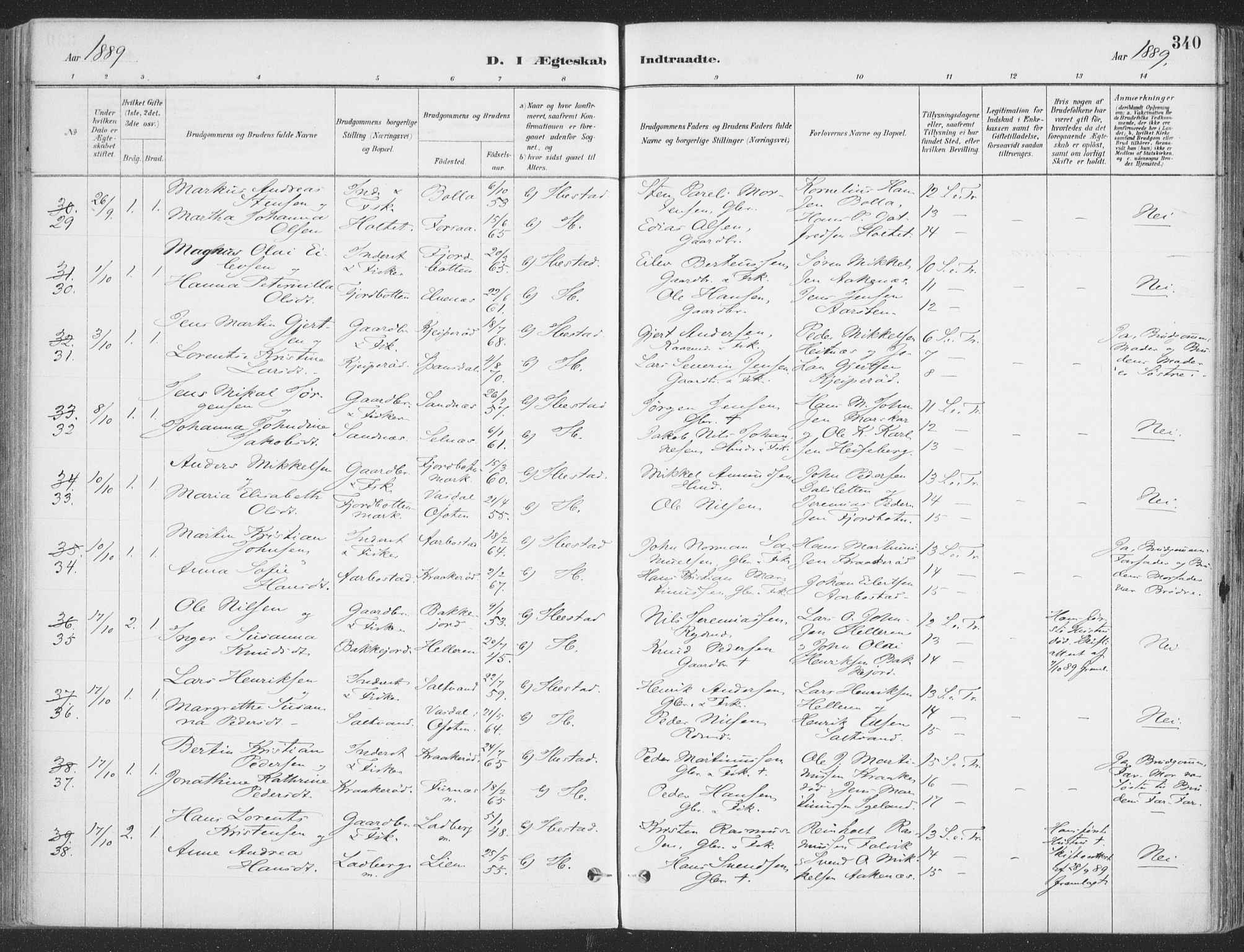 Ibestad sokneprestembete, SATØ/S-0077/H/Ha/Haa/L0011kirke: Parish register (official) no. 11, 1880-1889, p. 340