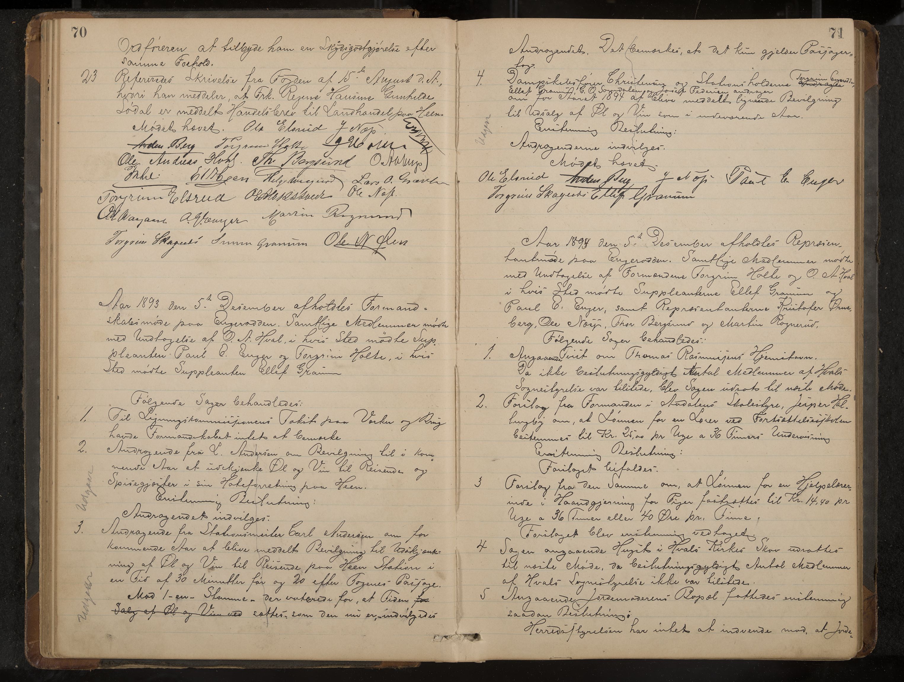 Ådal formannskap og sentraladministrasjon, IKAK/0614021/A/Aa/L0002: Møtebok, 1891-1907, p. 70-71