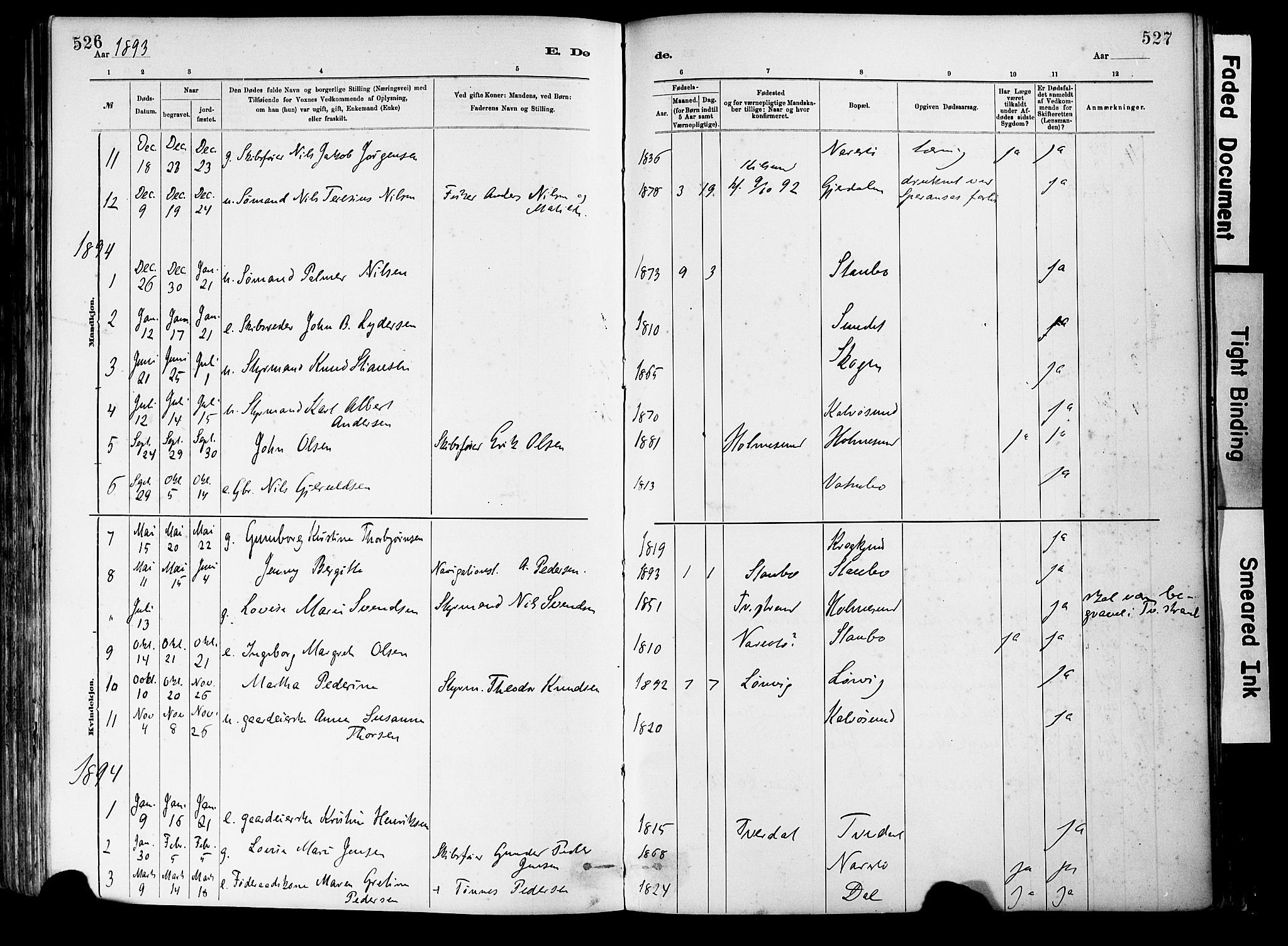Dypvåg sokneprestkontor, SAK/1111-0007/F/Fa/Fab/L0001: Parish register (official) no. A 1, 1885-1912, p. 526-527