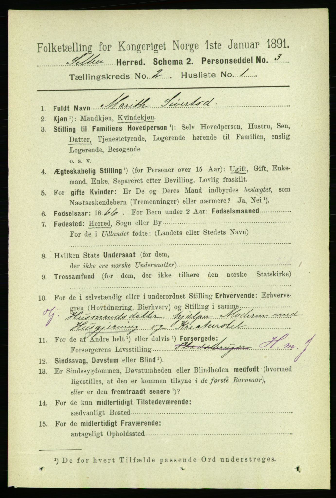 RA, 1891 census for 1664 Selbu, 1891, p. 270