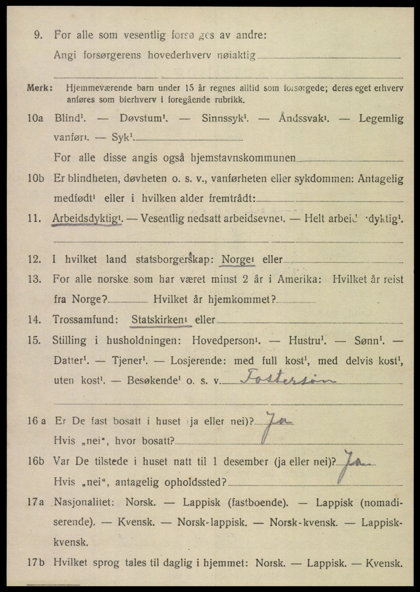 SAT, 1920 census for Hegra, 1920, p. 5153