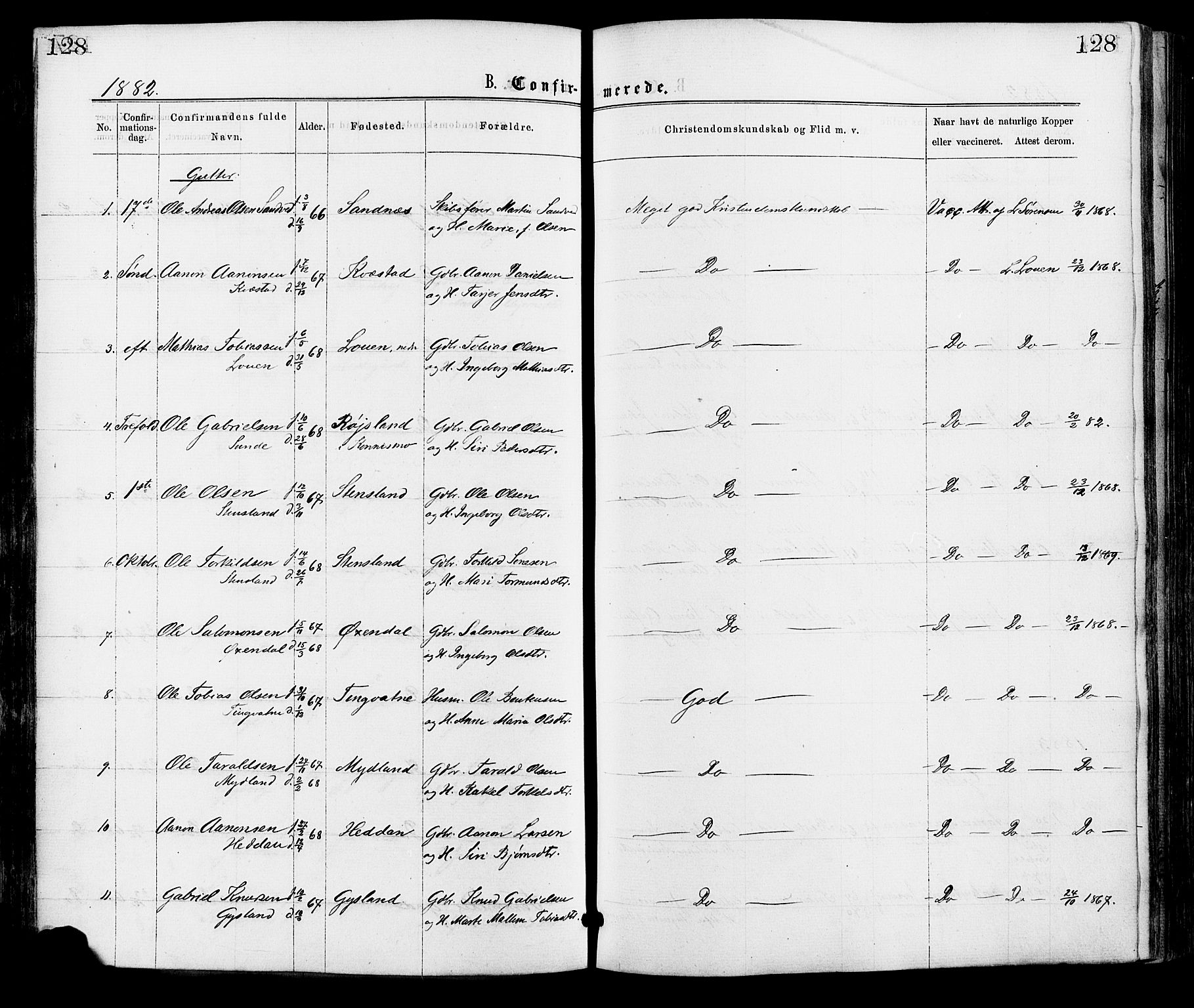 Hægebostad sokneprestkontor, AV/SAK-1111-0024/F/Fa/Faa/L0005: Parish register (official) no. A 5, 1864-1886, p. 128