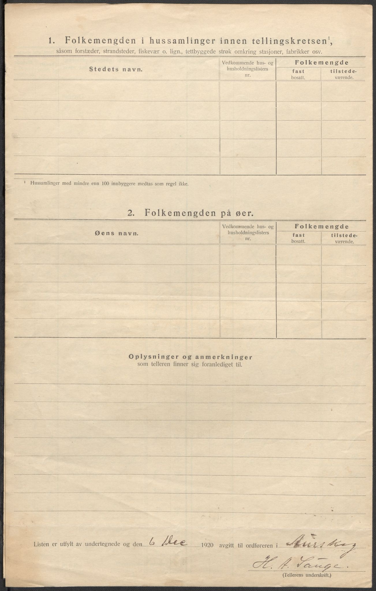 SAO, 1920 census for Aurskog, 1920, p. 6