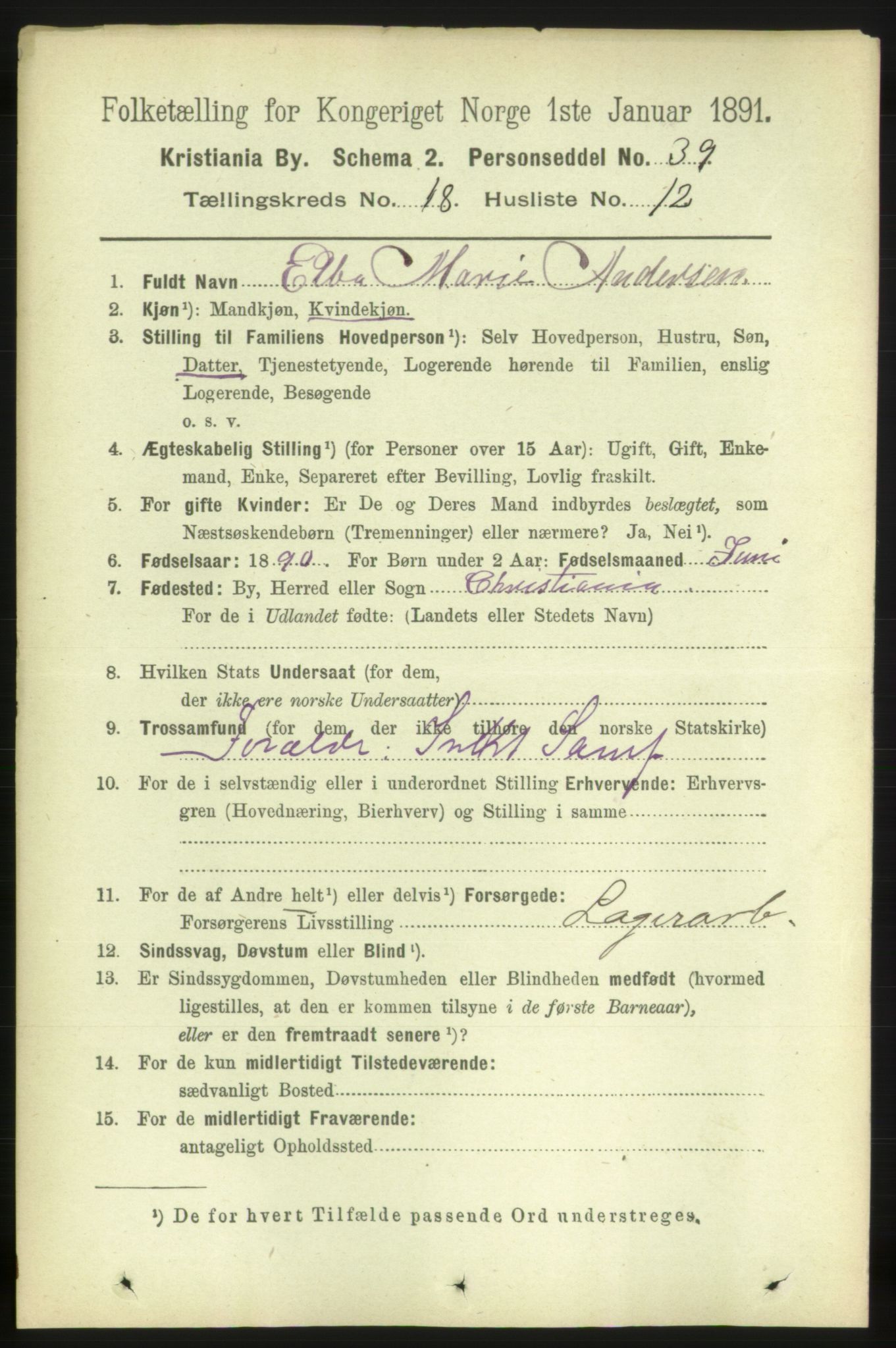 RA, 1891 census for 0301 Kristiania, 1891, p. 9216