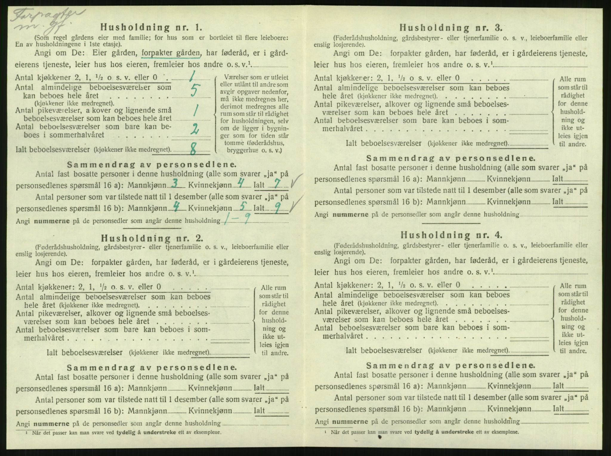 SAT, 1920 census for Velfjord, 1920, p. 542