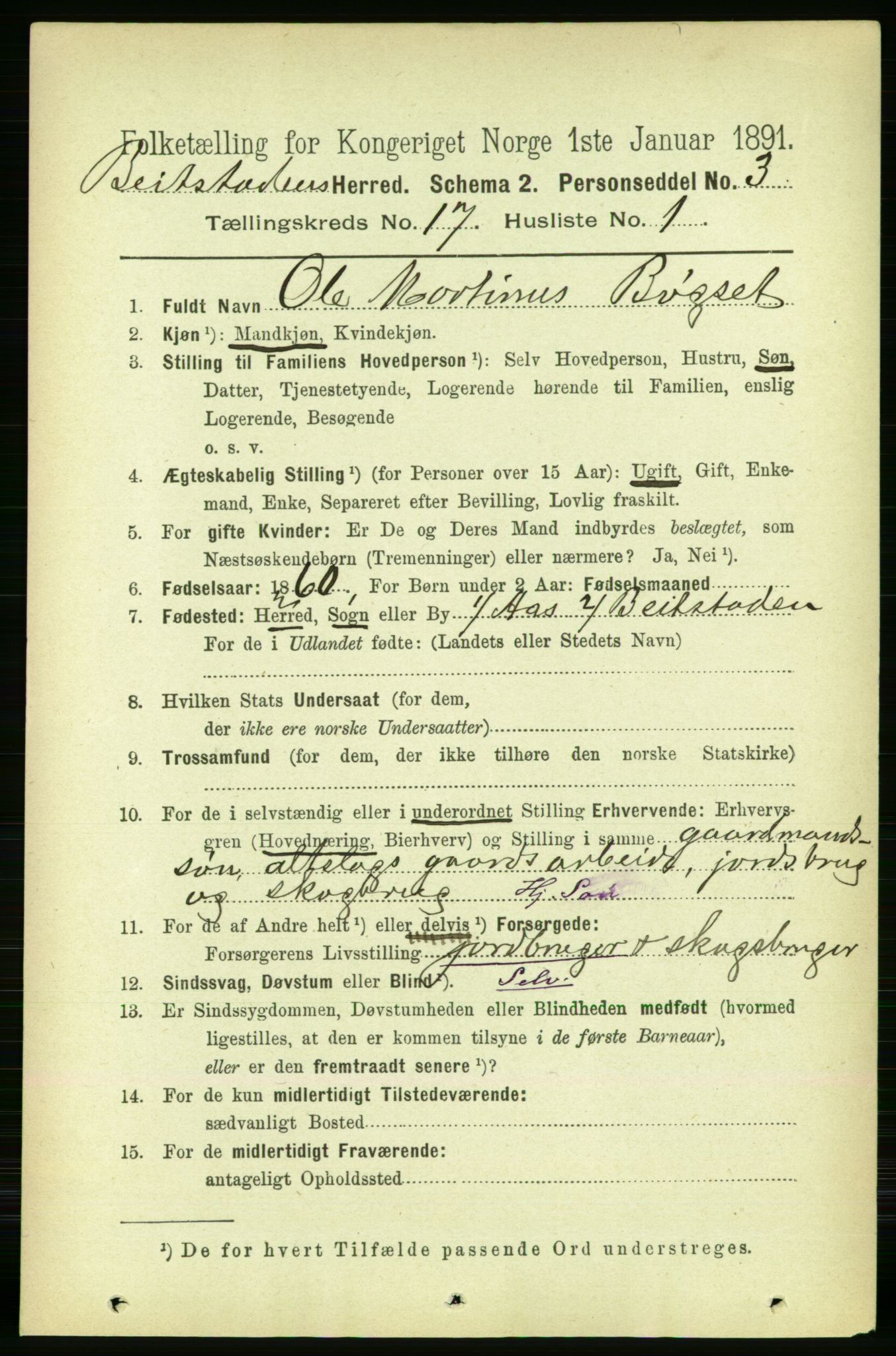 RA, 1891 census for 1727 Beitstad, 1891, p. 4362