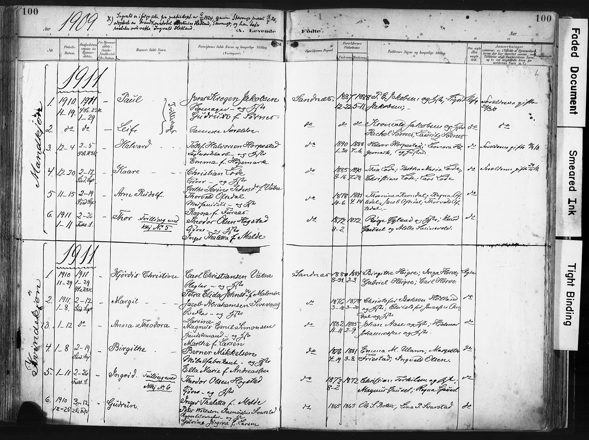 Høyland sokneprestkontor, SAST/A-101799/001/30BA/L0016: Parish register (official) no. A 16, 1899-1911, p. 100l