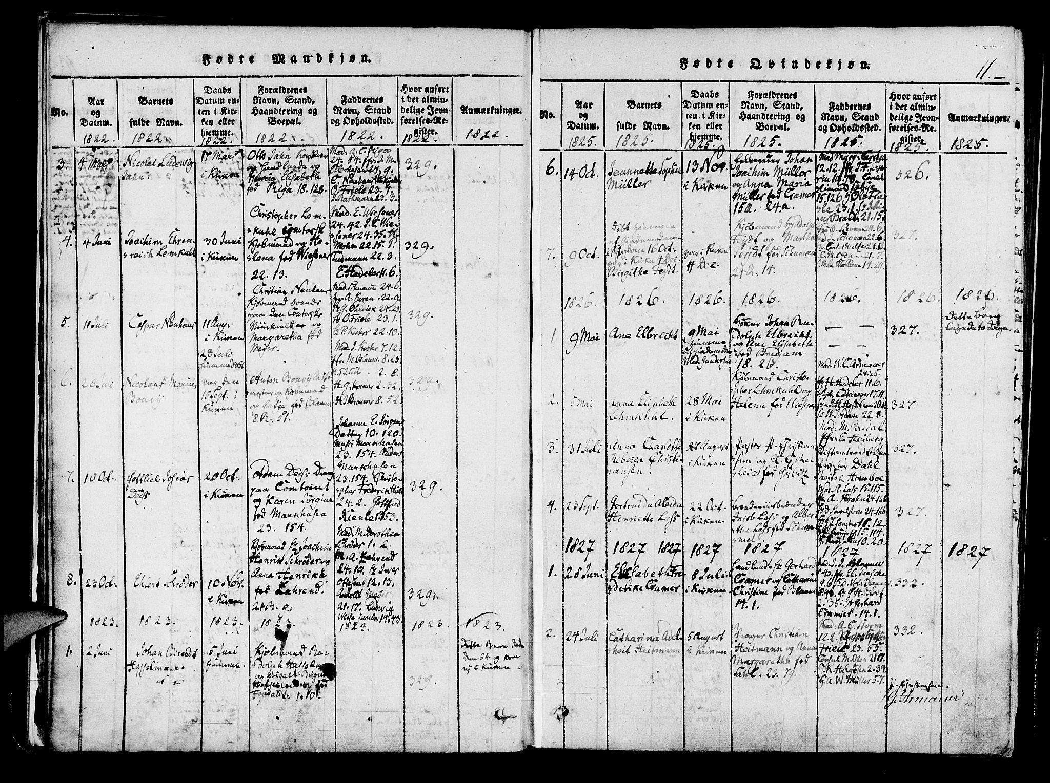 Mariakirken Sokneprestembete, SAB/A-76901/H/Haa/L0005: Parish register (official) no. A 5, 1815-1845, p. 11