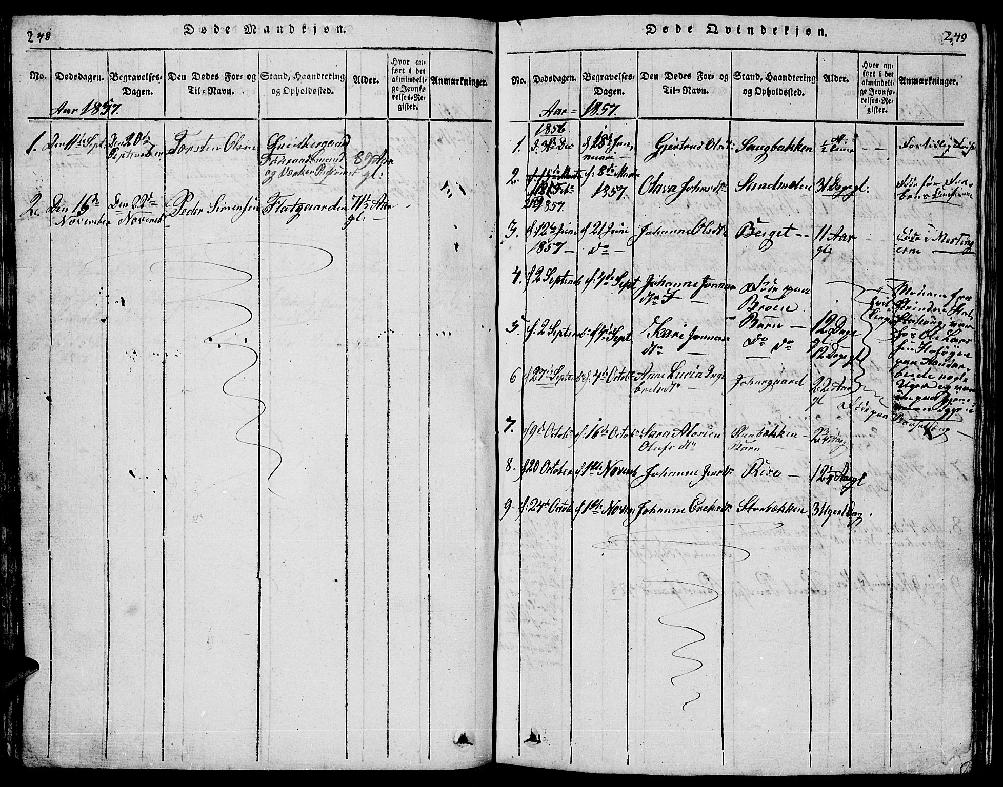 Tolga prestekontor, AV/SAH-PREST-062/L/L0001: Parish register (copy) no. 1, 1814-1877, p. 248-249