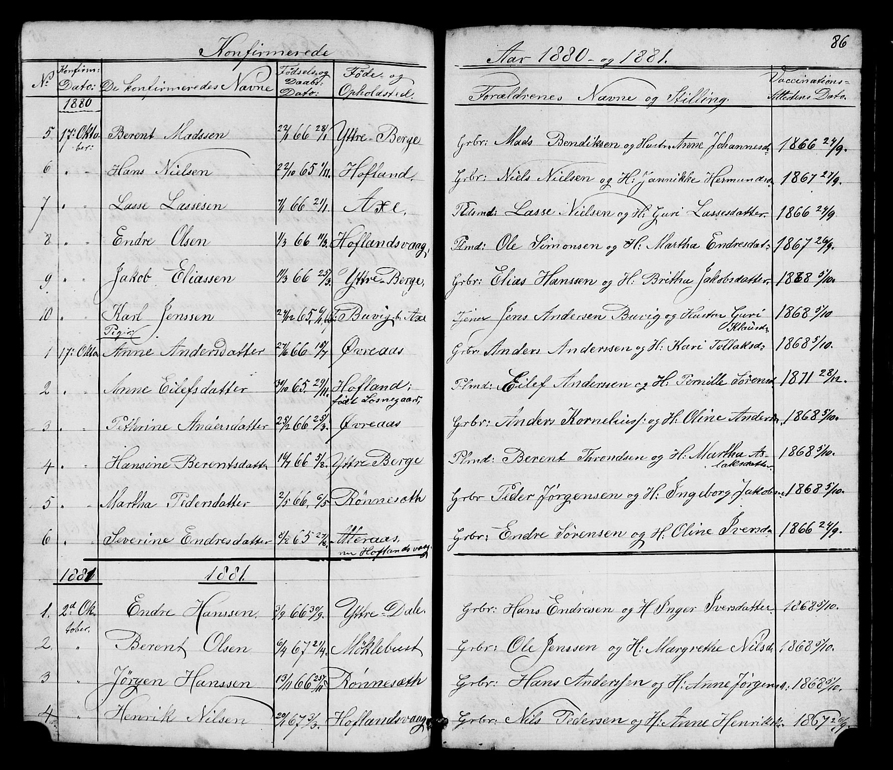 Hyllestad sokneprestembete, AV/SAB-A-80401: Parish register (copy) no. A 2, 1876-1906, p. 86