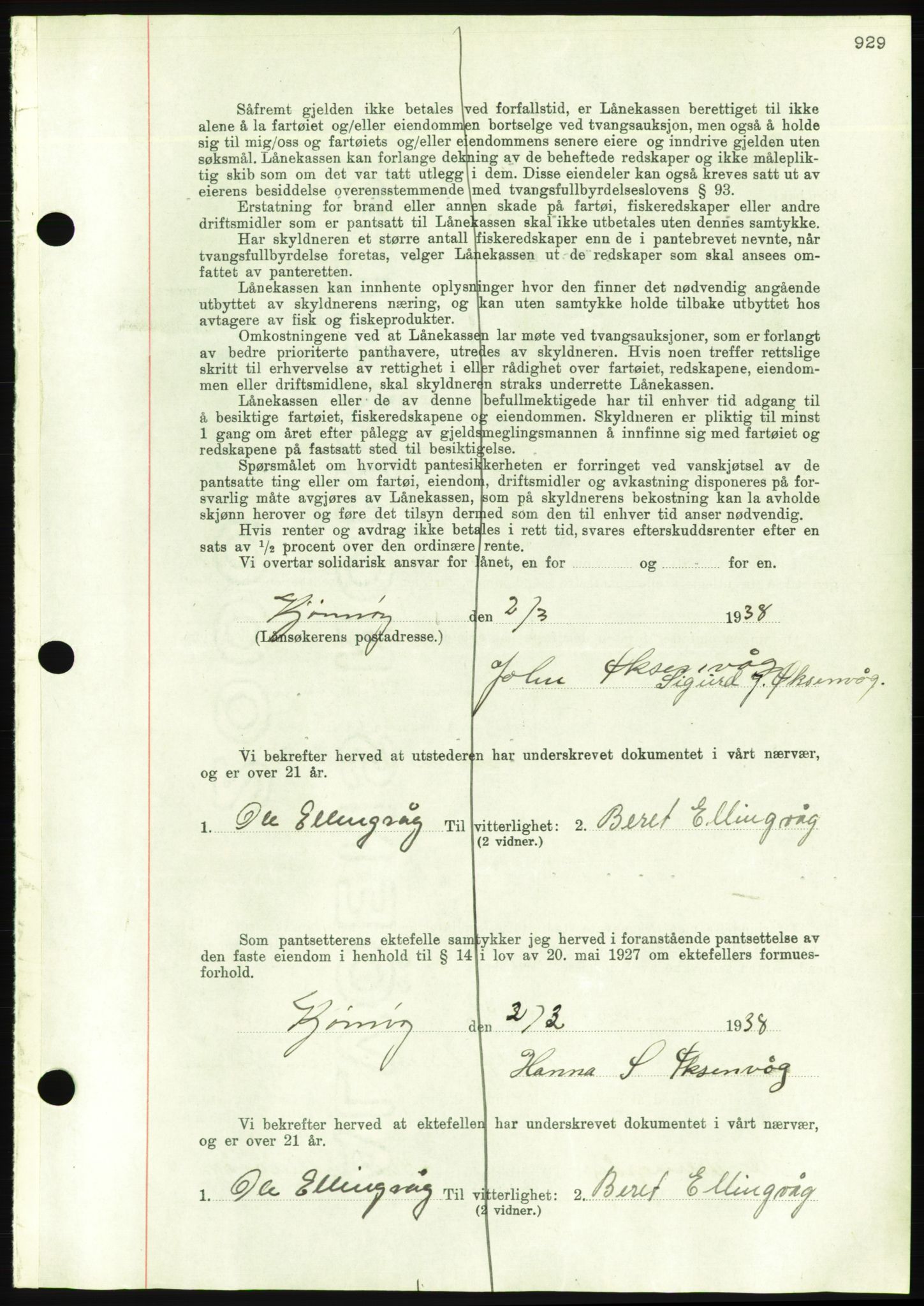 Nordmøre sorenskriveri, AV/SAT-A-4132/1/2/2Ca/L0092: Mortgage book no. B82, 1937-1938, Diary no: : 637/1938