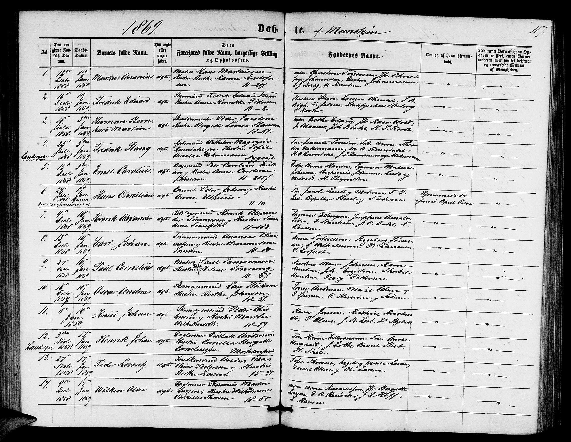Domkirken sokneprestembete, SAB/A-74801/H/Hab/L0012: Parish register (copy) no. B 5, 1862-1869, p. 117