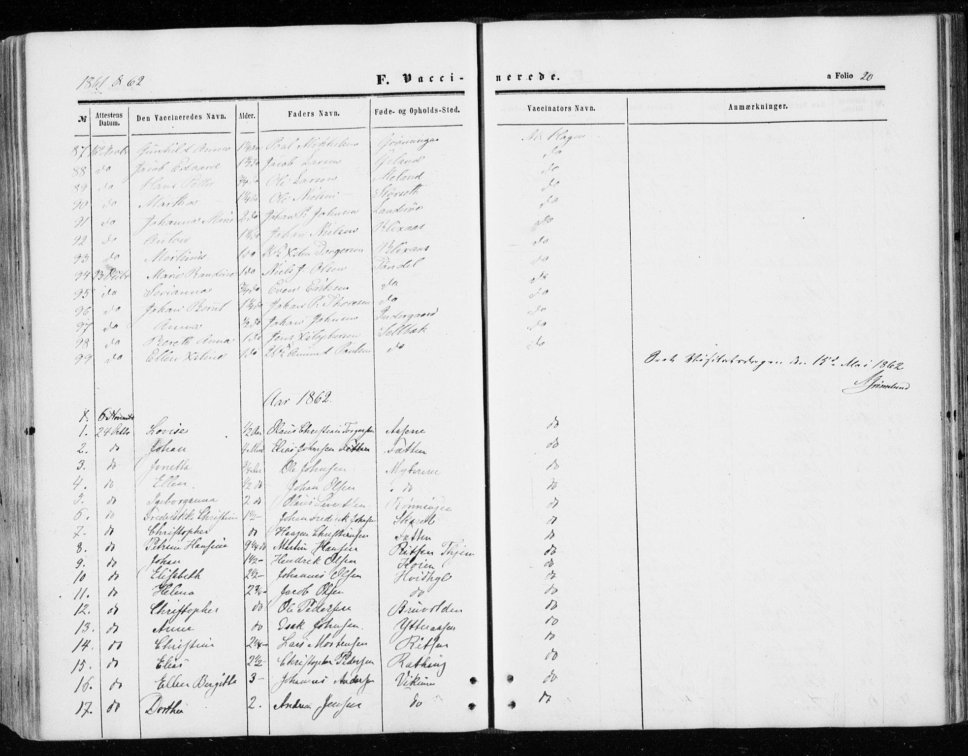 Ministerialprotokoller, klokkerbøker og fødselsregistre - Sør-Trøndelag, AV/SAT-A-1456/646/L0612: Parish register (official) no. 646A10, 1858-1869, p. 20