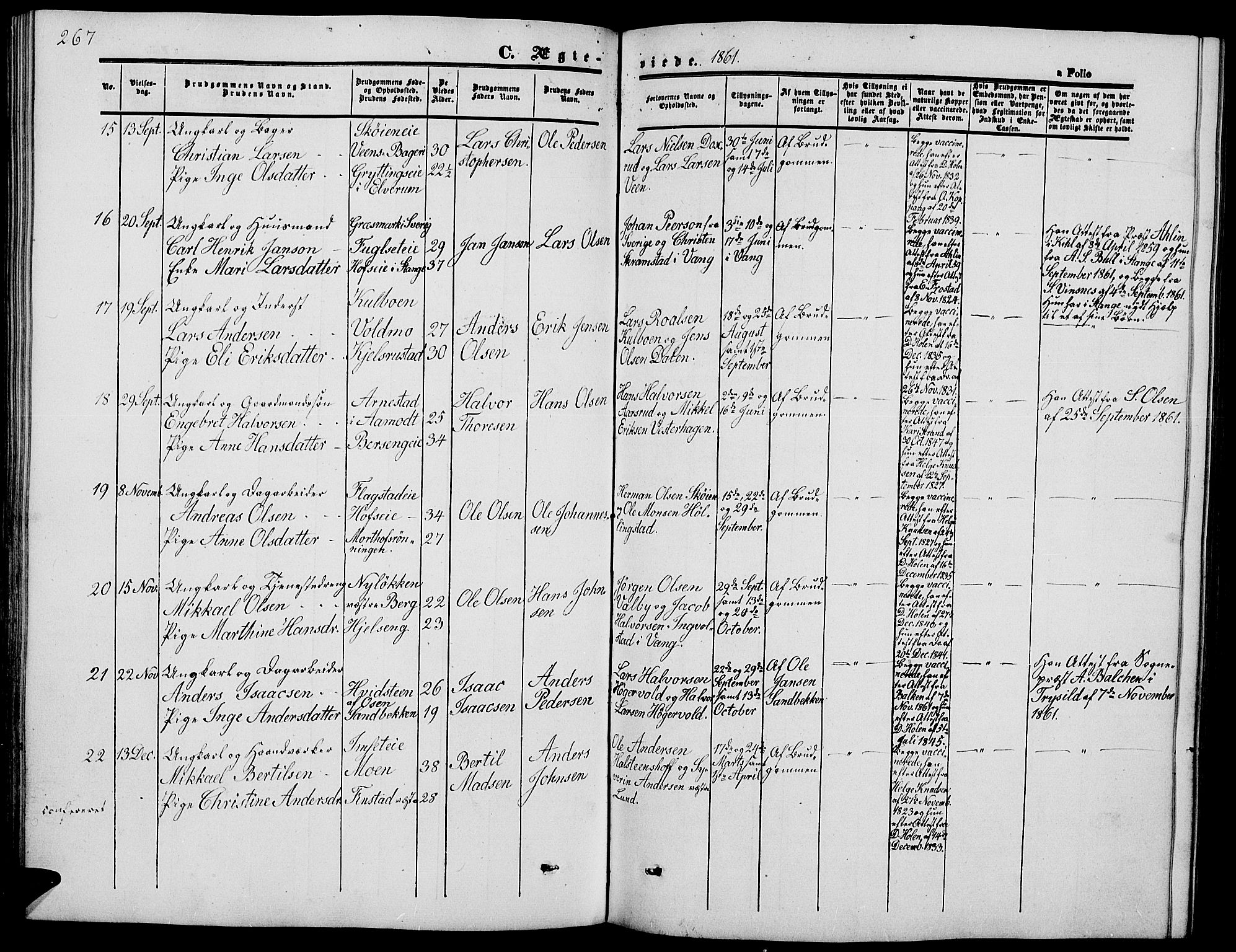 Løten prestekontor, SAH/PREST-022/L/La/L0003: Parish register (copy) no. 3, 1850-1862, p. 267