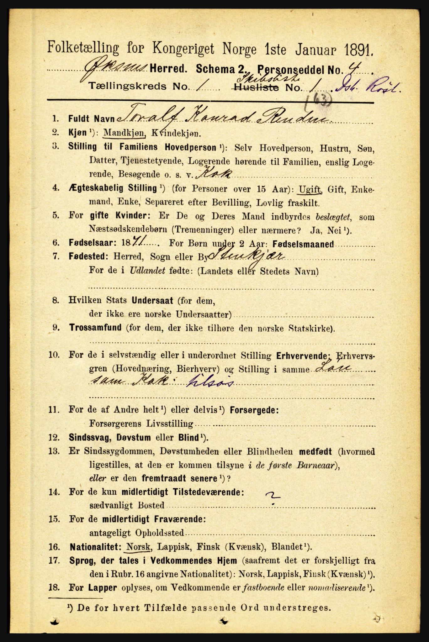 RA, 1891 census for 1868 Øksnes, 1891, p. 3504