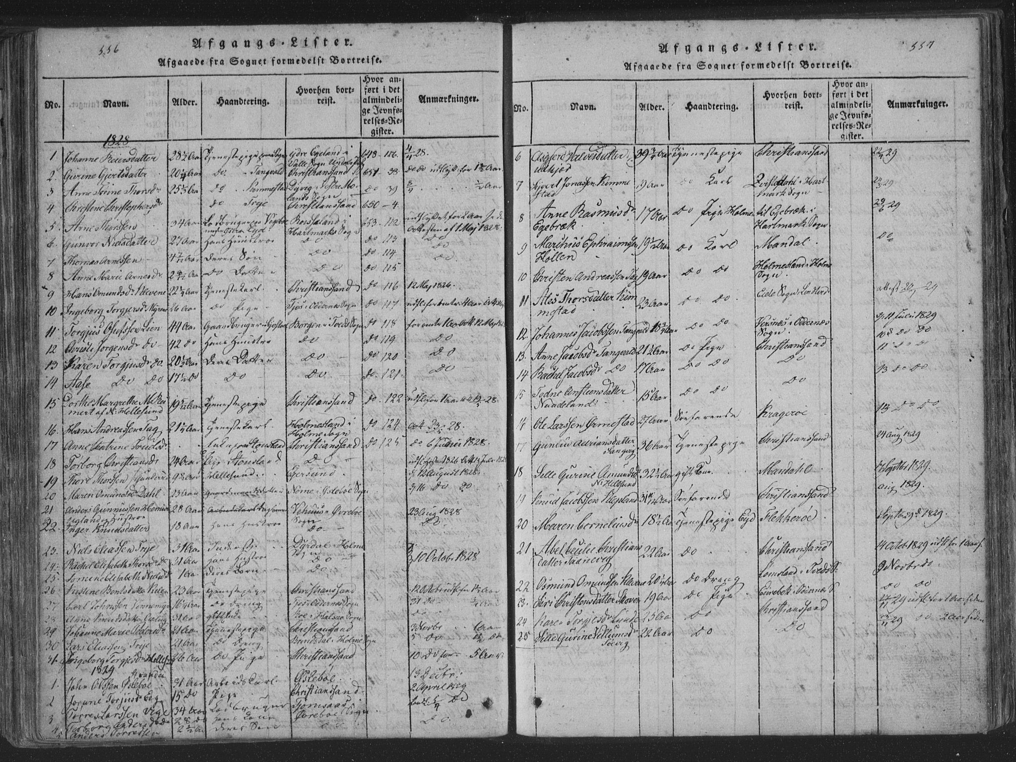 Søgne sokneprestkontor, AV/SAK-1111-0037/F/Fa/Fab/L0008: Parish register (official) no. A 8, 1821-1838, p. 556-557