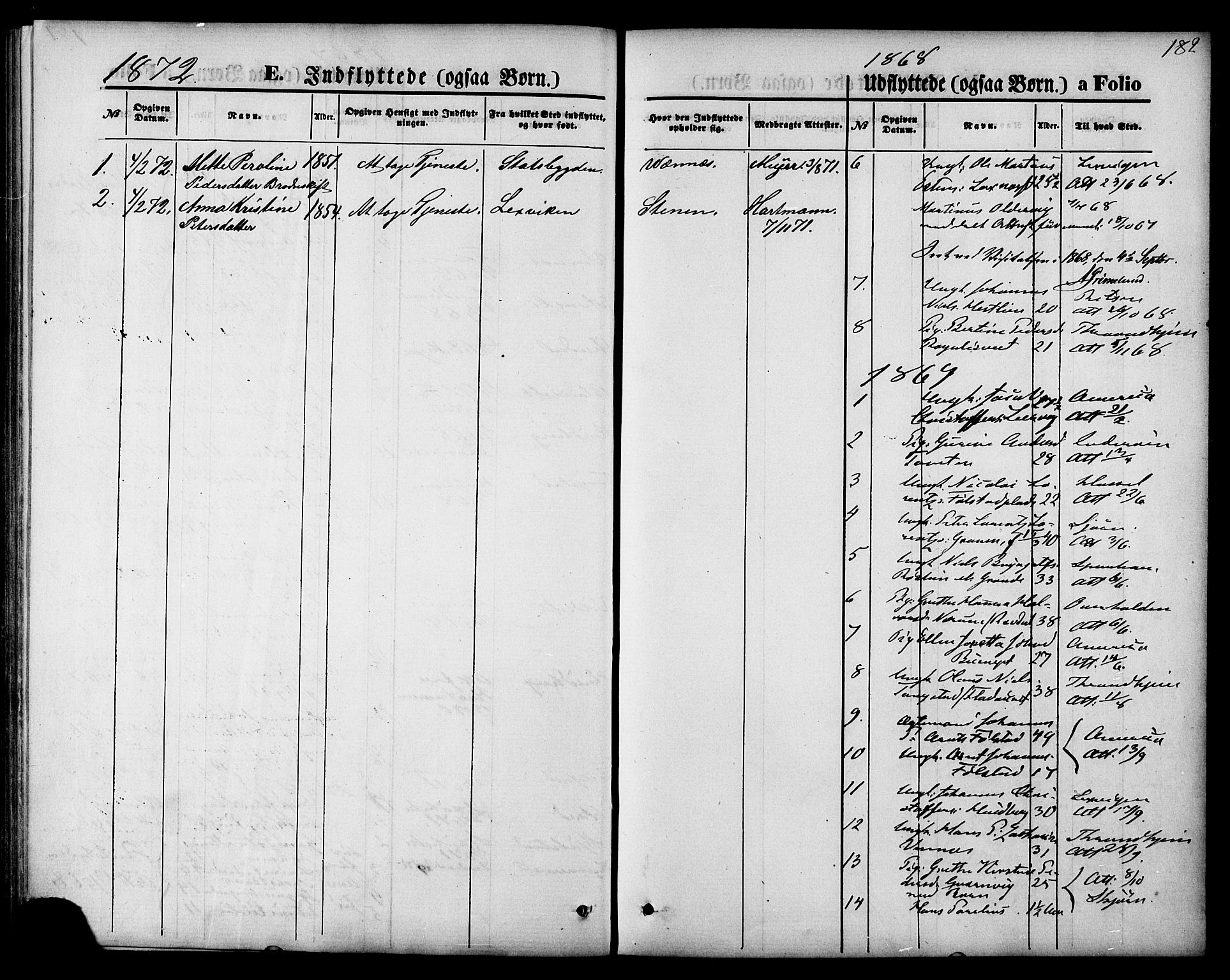 Ministerialprotokoller, klokkerbøker og fødselsregistre - Nord-Trøndelag, SAT/A-1458/744/L0419: Parish register (official) no. 744A03, 1867-1881, p. 182