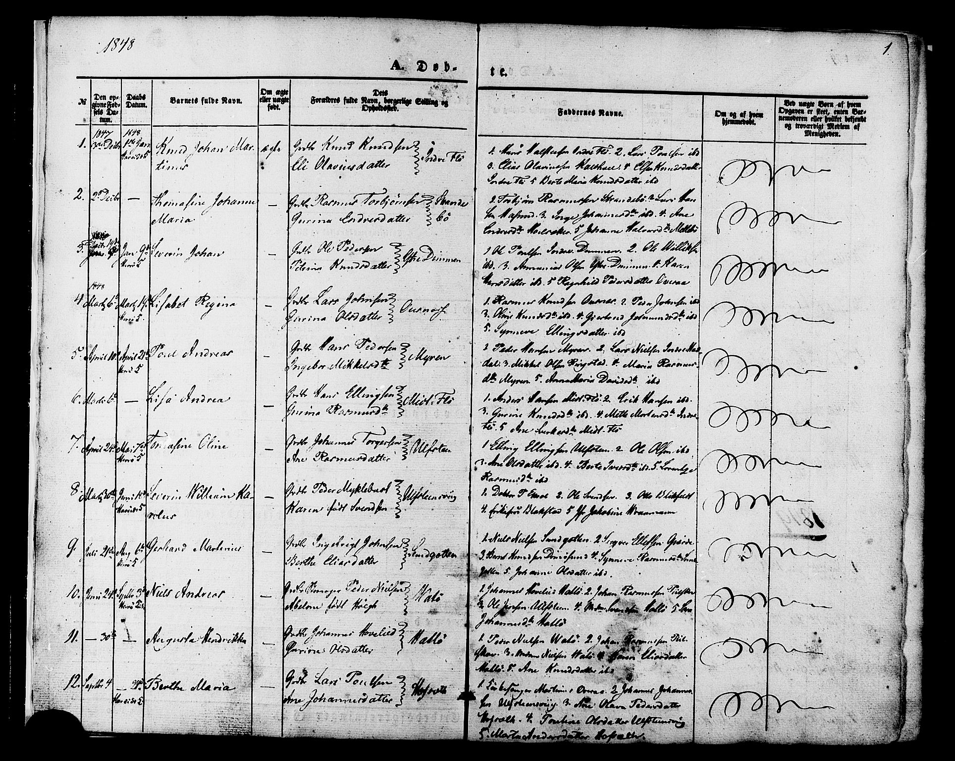 Ministerialprotokoller, klokkerbøker og fødselsregistre - Møre og Romsdal, SAT/A-1454/509/L0105: Parish register (official) no. 509A03, 1848-1882, p. 1
