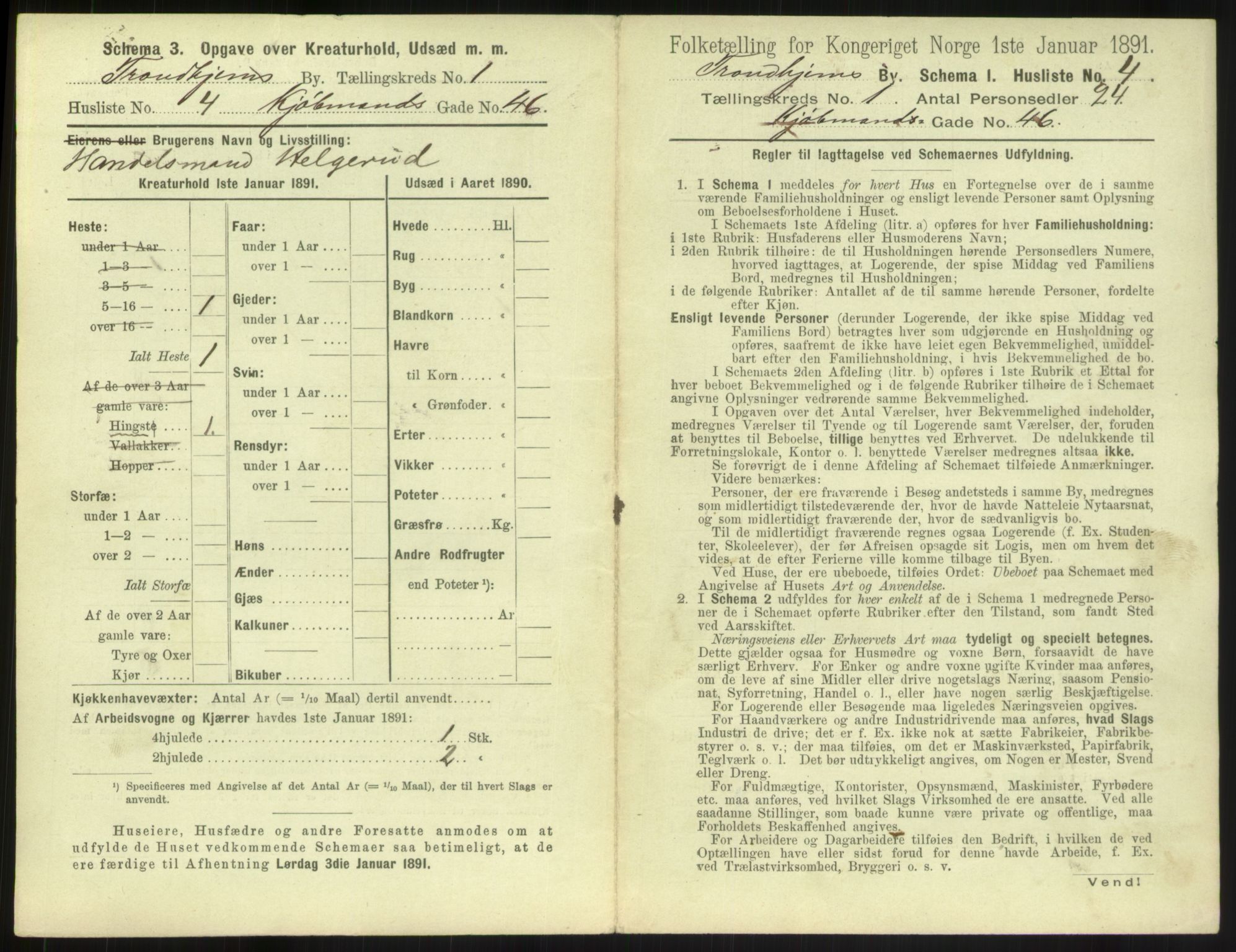 RA, 1891 census for 1601 Trondheim, 1891, p. 96