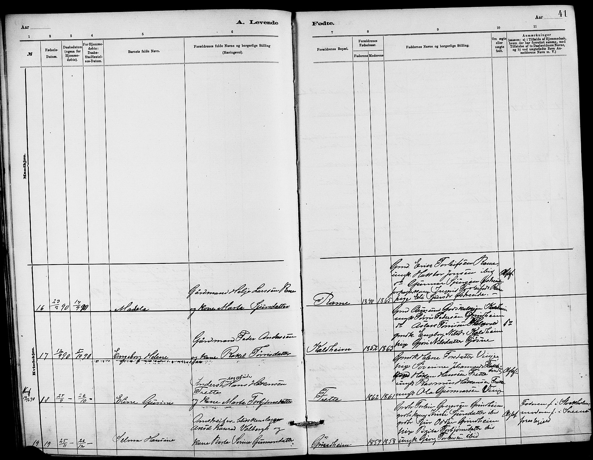 Etne sokneprestembete, AV/SAB-A-75001/H/Hab: Parish register (copy) no. C 4, 1879-1896, p. 41