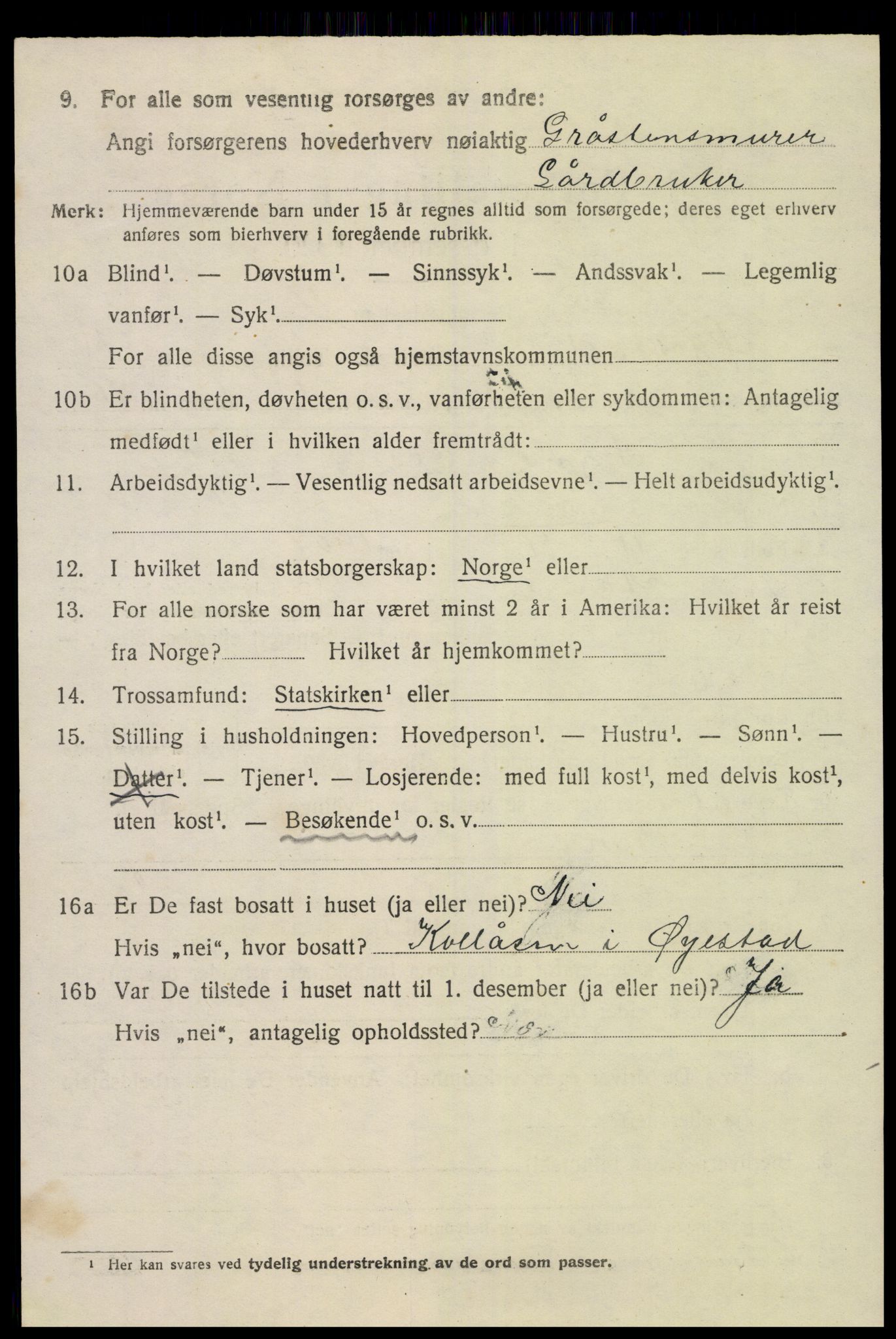 SAK, 1920 census for Øyestad, 1920, p. 1971