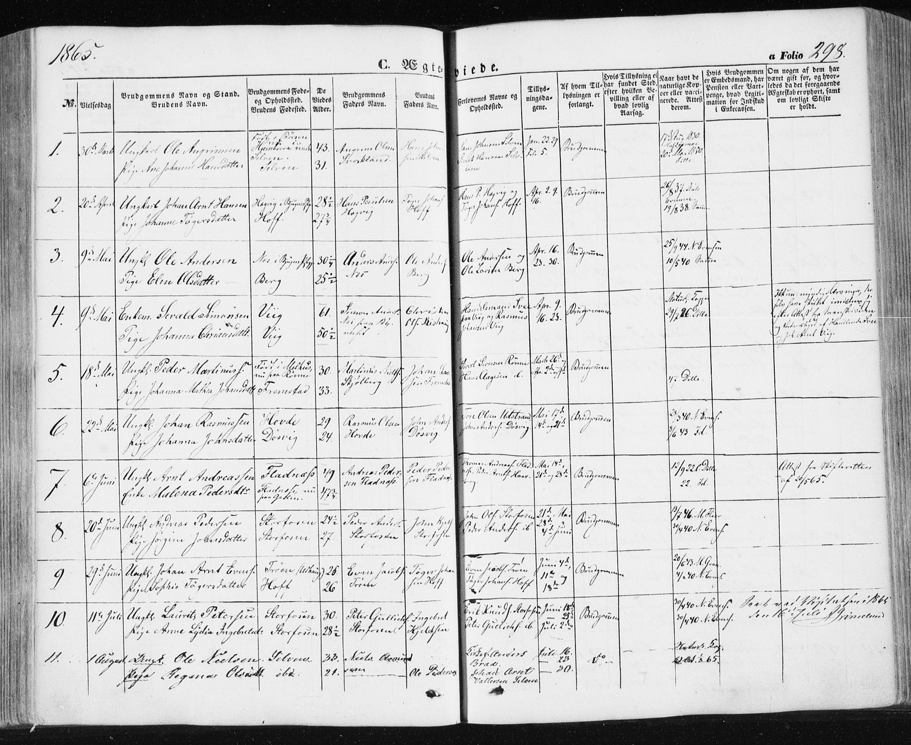 Ministerialprotokoller, klokkerbøker og fødselsregistre - Sør-Trøndelag, SAT/A-1456/659/L0737: Parish register (official) no. 659A07, 1857-1875, p. 298